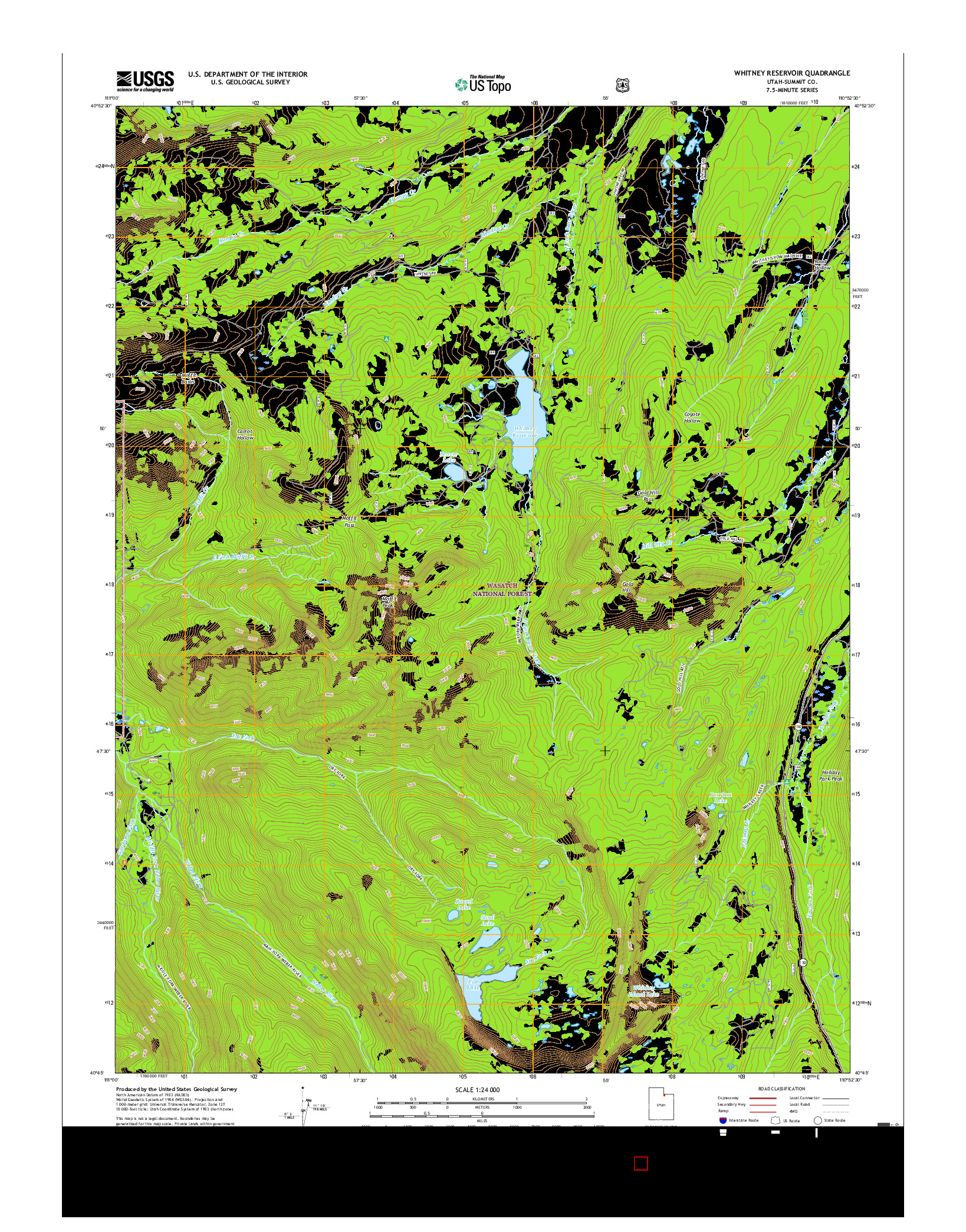 USGS US TOPO 7.5-MINUTE MAP FOR WHITNEY RESERVOIR, UT 2017