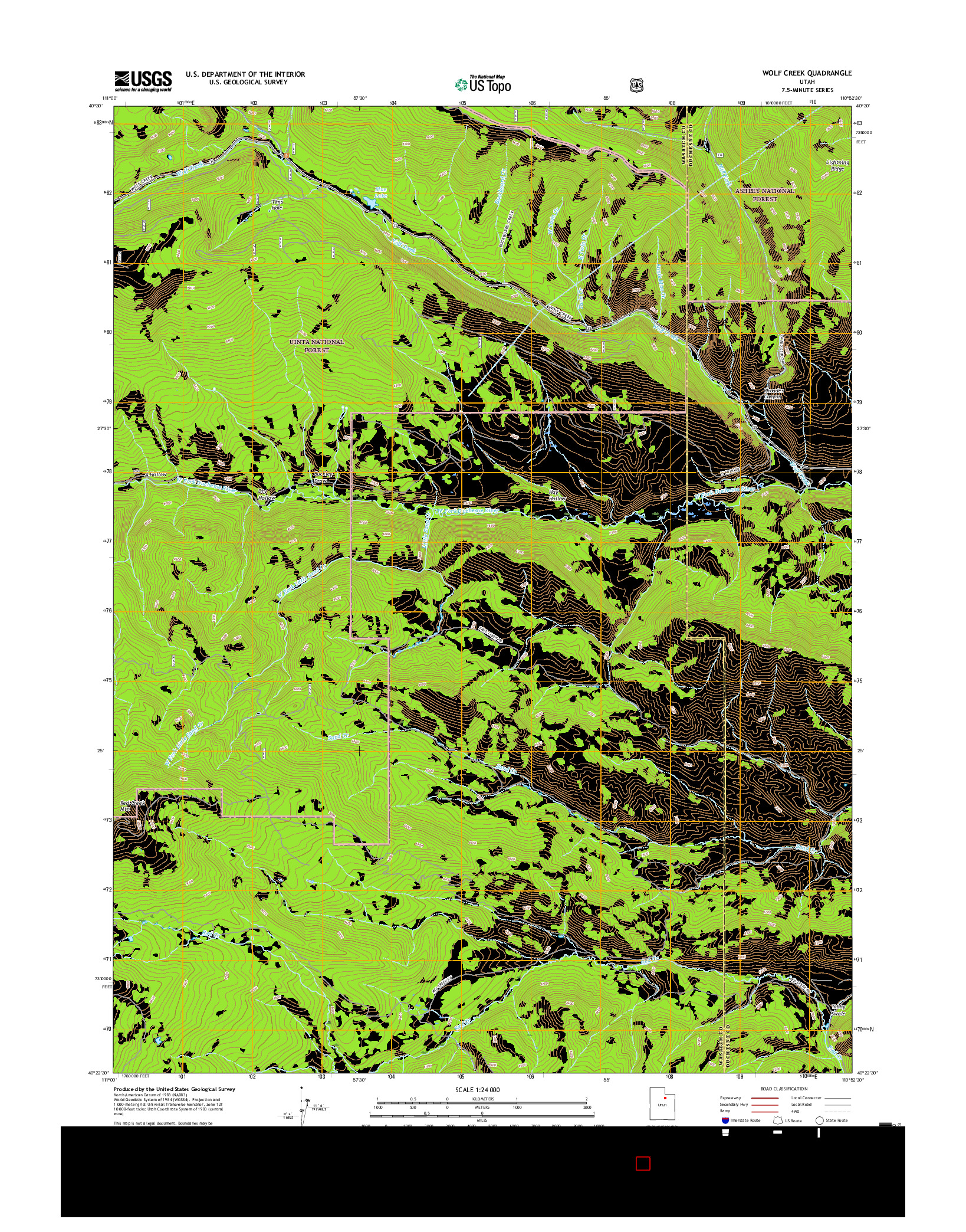 USGS US TOPO 7.5-MINUTE MAP FOR WOLF CREEK, UT 2017