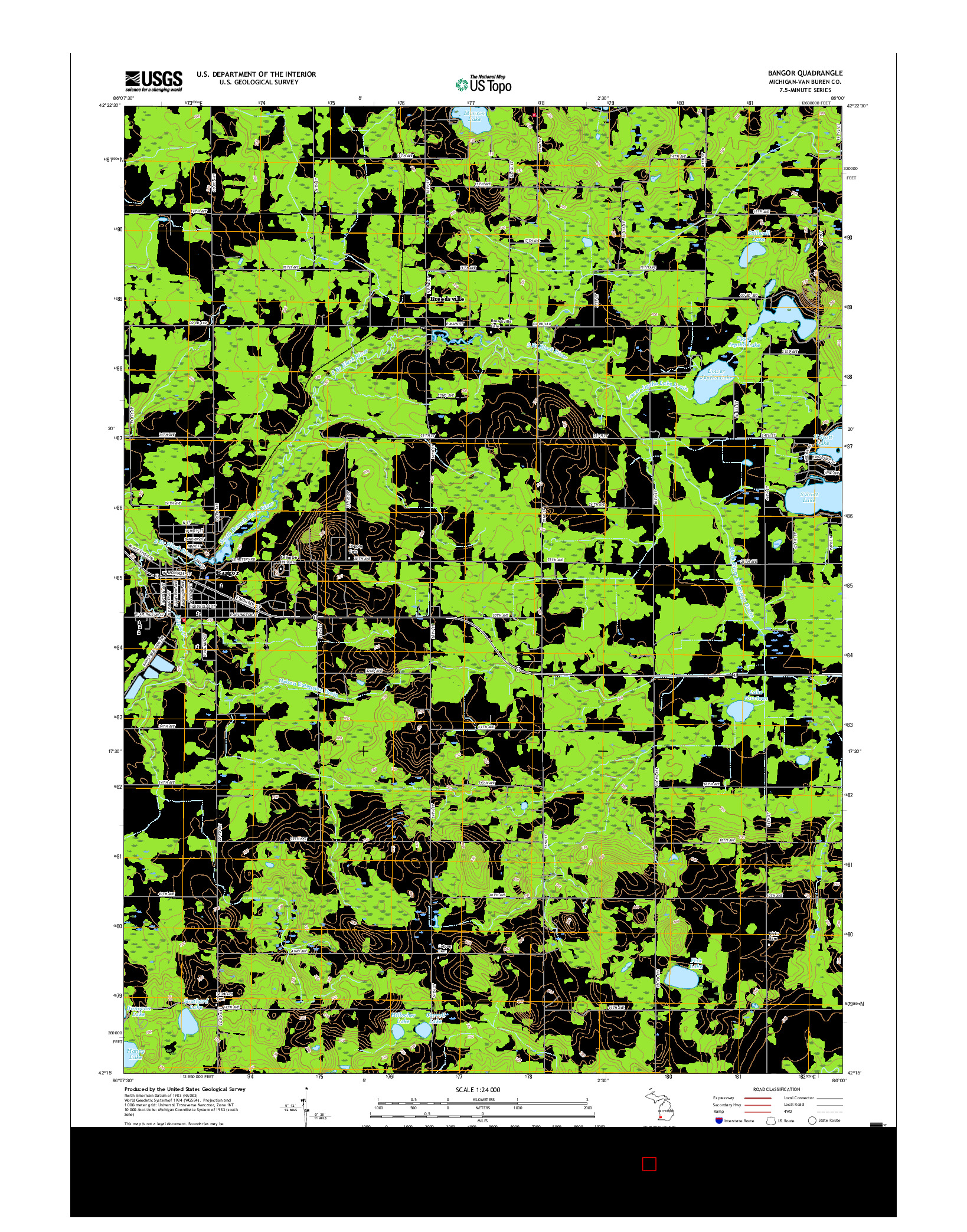 USGS US TOPO 7.5-MINUTE MAP FOR BANGOR, MI 2017