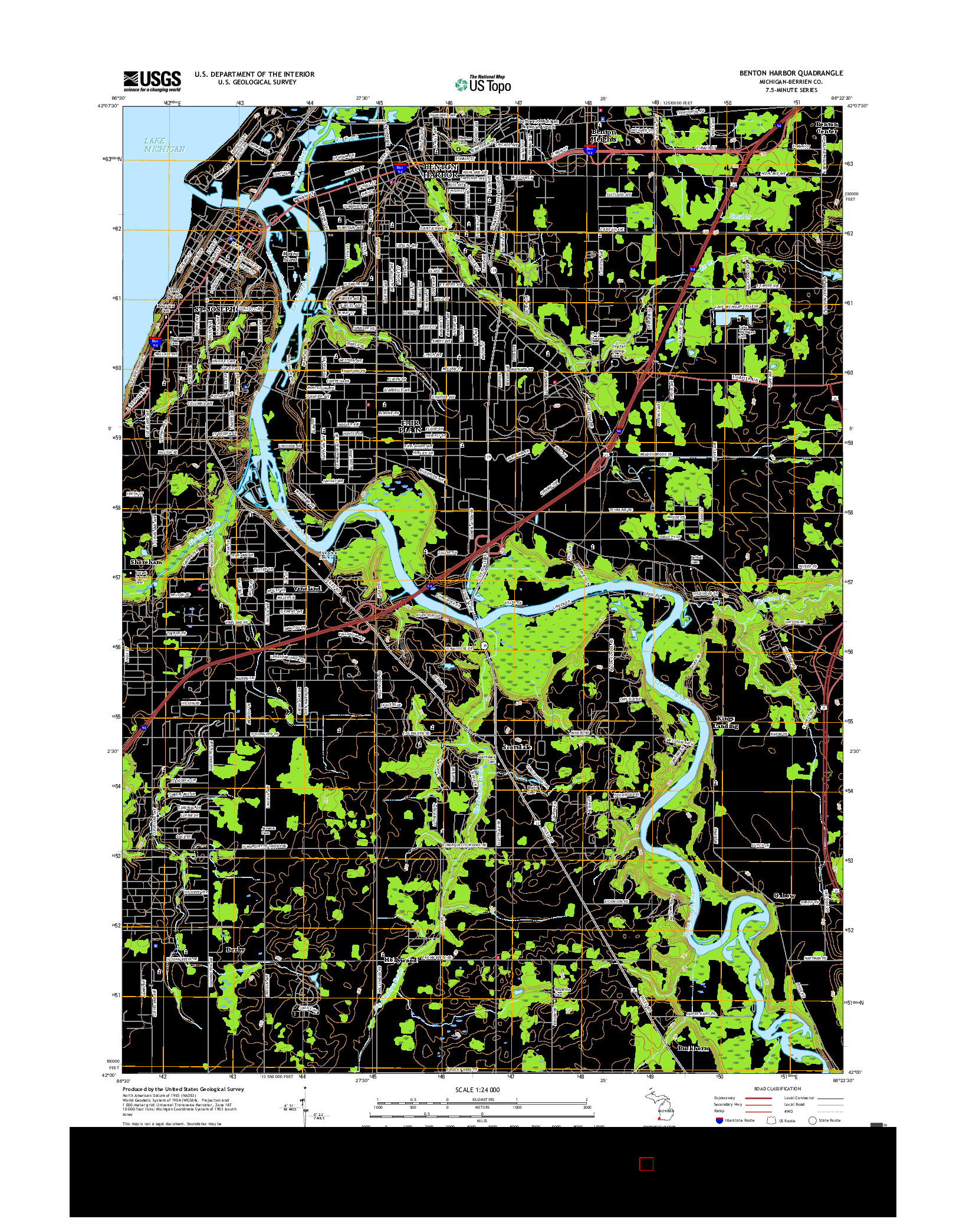 USGS US TOPO 7.5-MINUTE MAP FOR BENTON HARBOR, MI 2017