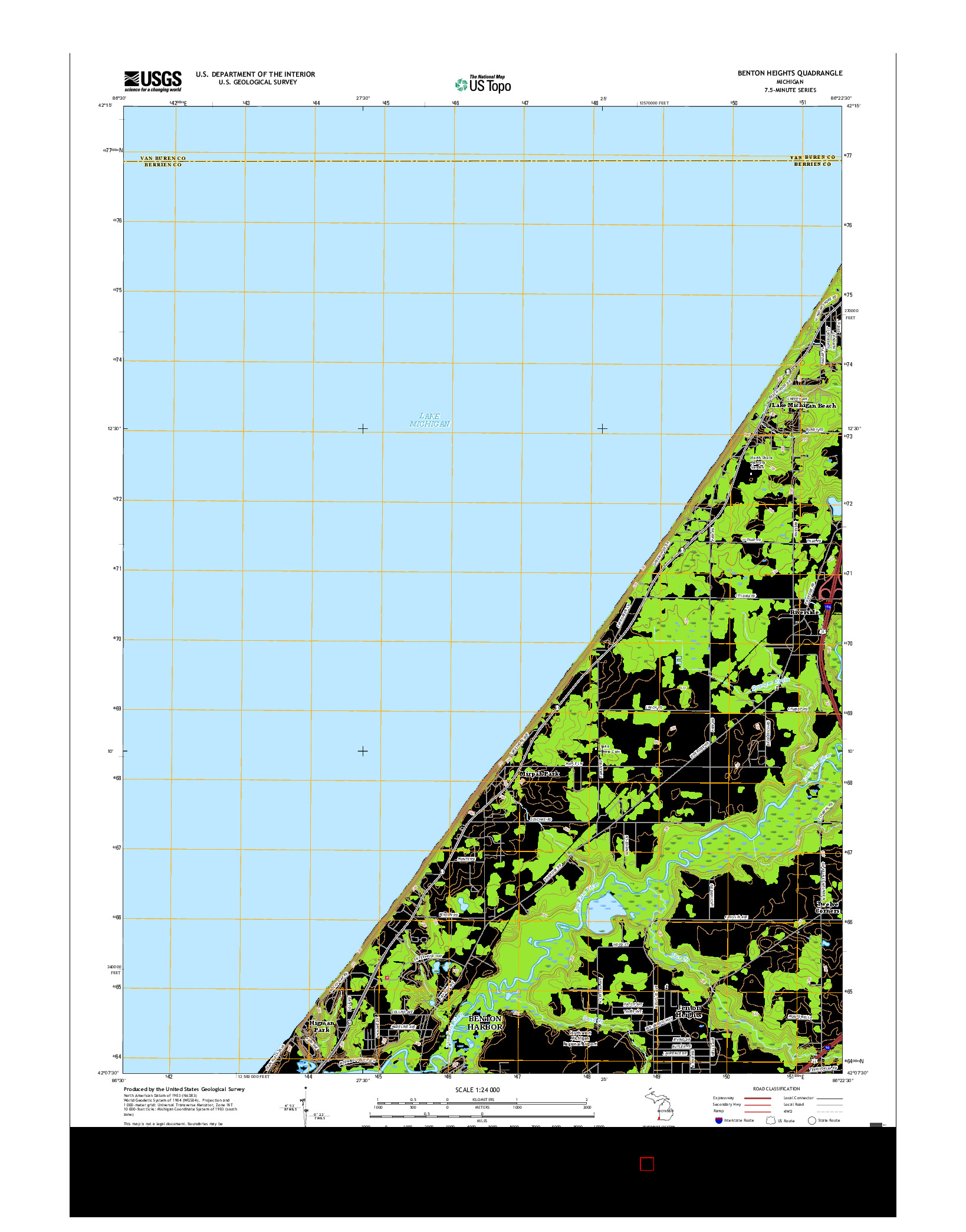 USGS US TOPO 7.5-MINUTE MAP FOR BENTON HEIGHTS, MI 2017