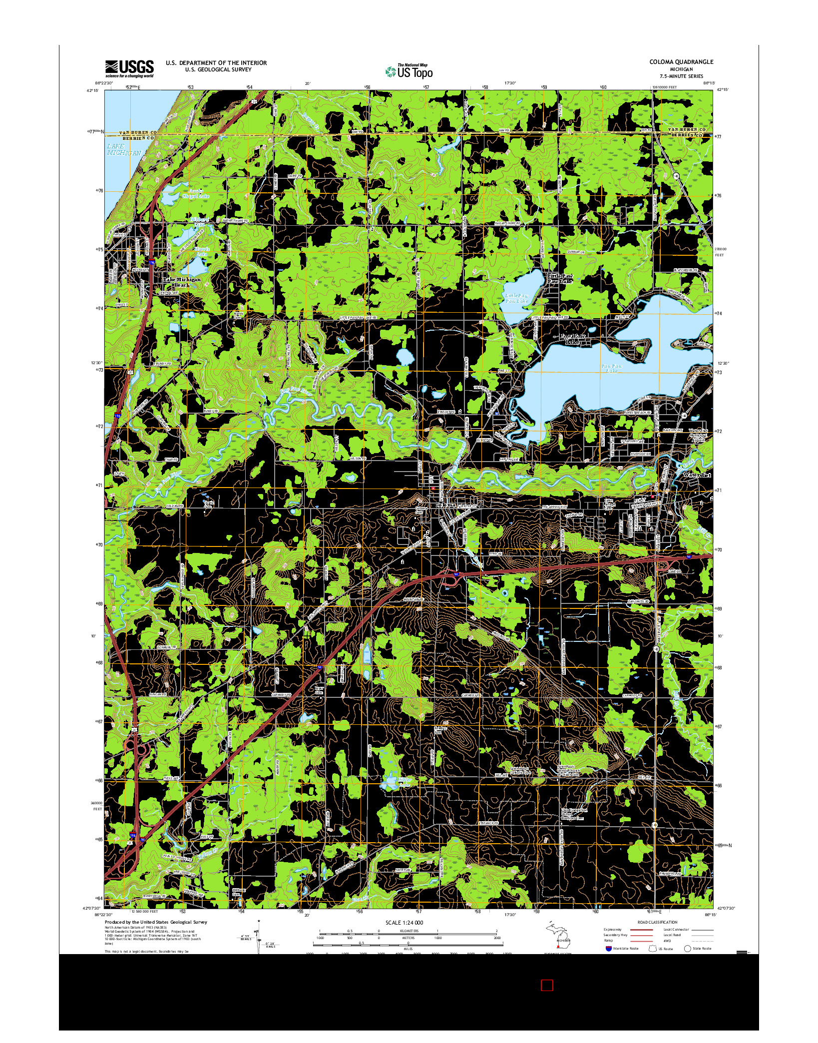 USGS US TOPO 7.5-MINUTE MAP FOR COLOMA, MI 2017