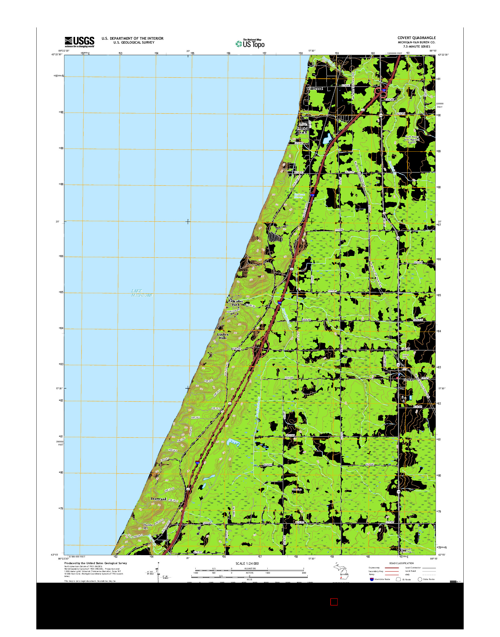 USGS US TOPO 7.5-MINUTE MAP FOR COVERT, MI 2017