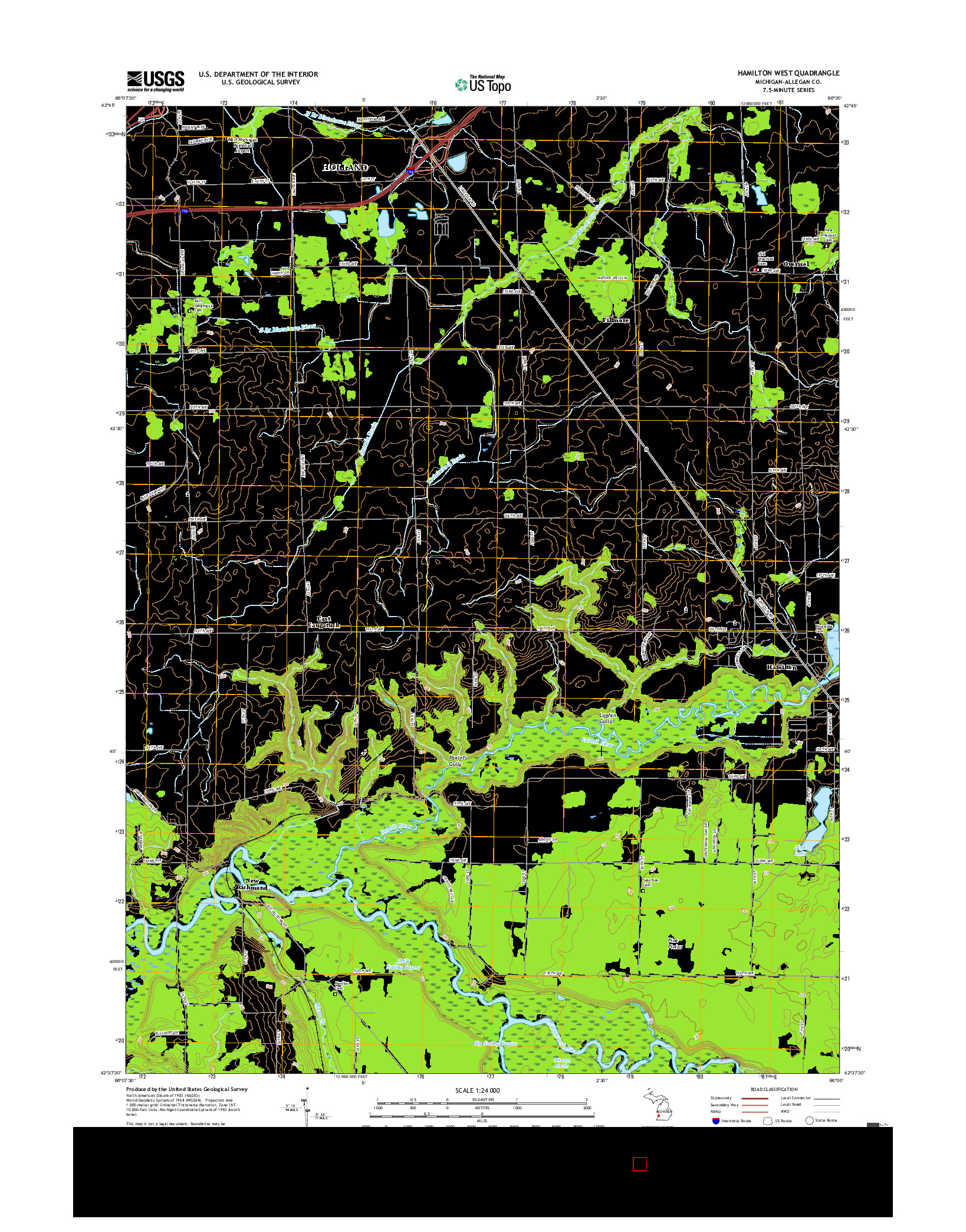 USGS US TOPO 7.5-MINUTE MAP FOR HAMILTON WEST, MI 2017