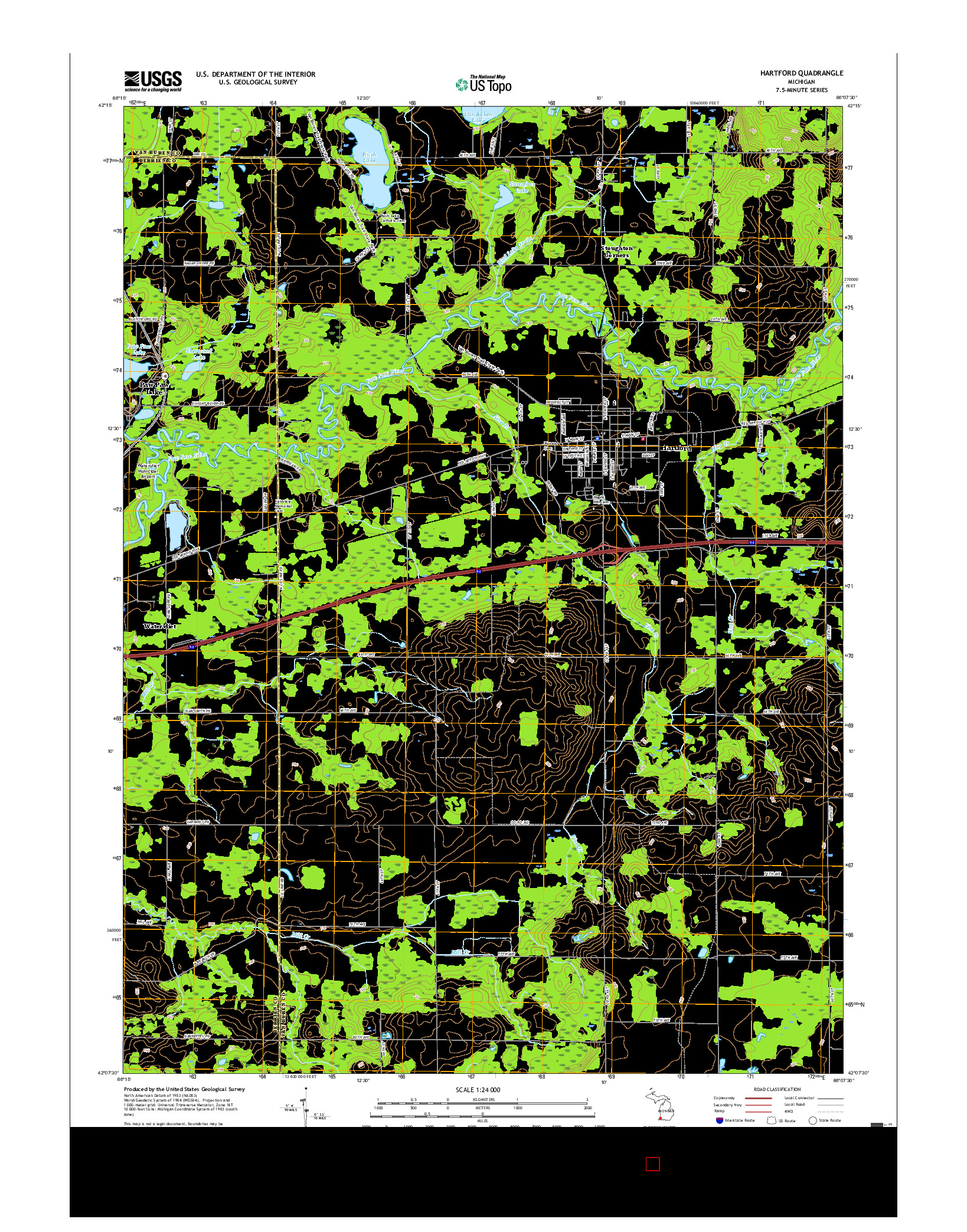 USGS US TOPO 7.5-MINUTE MAP FOR HARTFORD, MI 2017