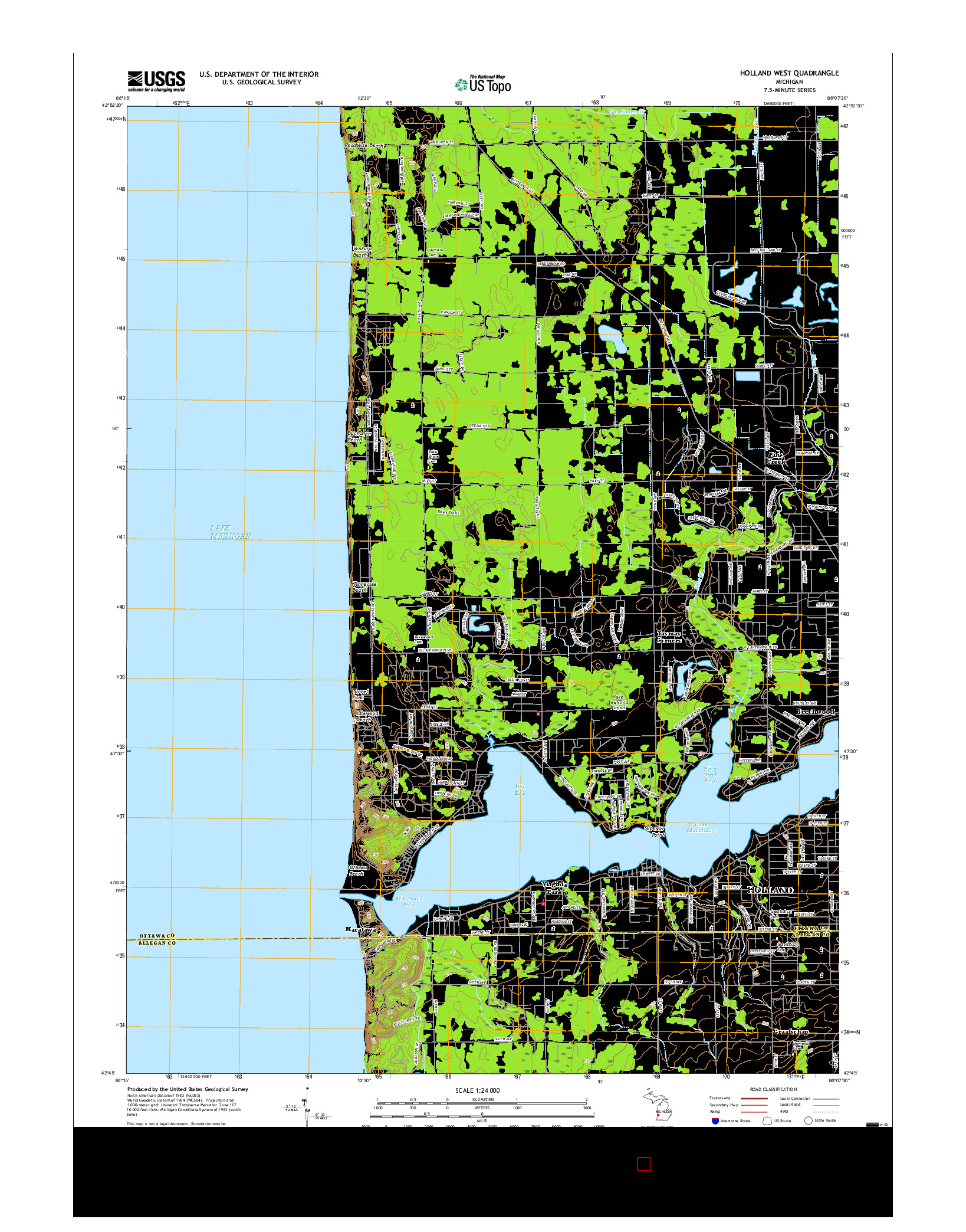 USGS US TOPO 7.5-MINUTE MAP FOR HOLLAND WEST, MI 2017