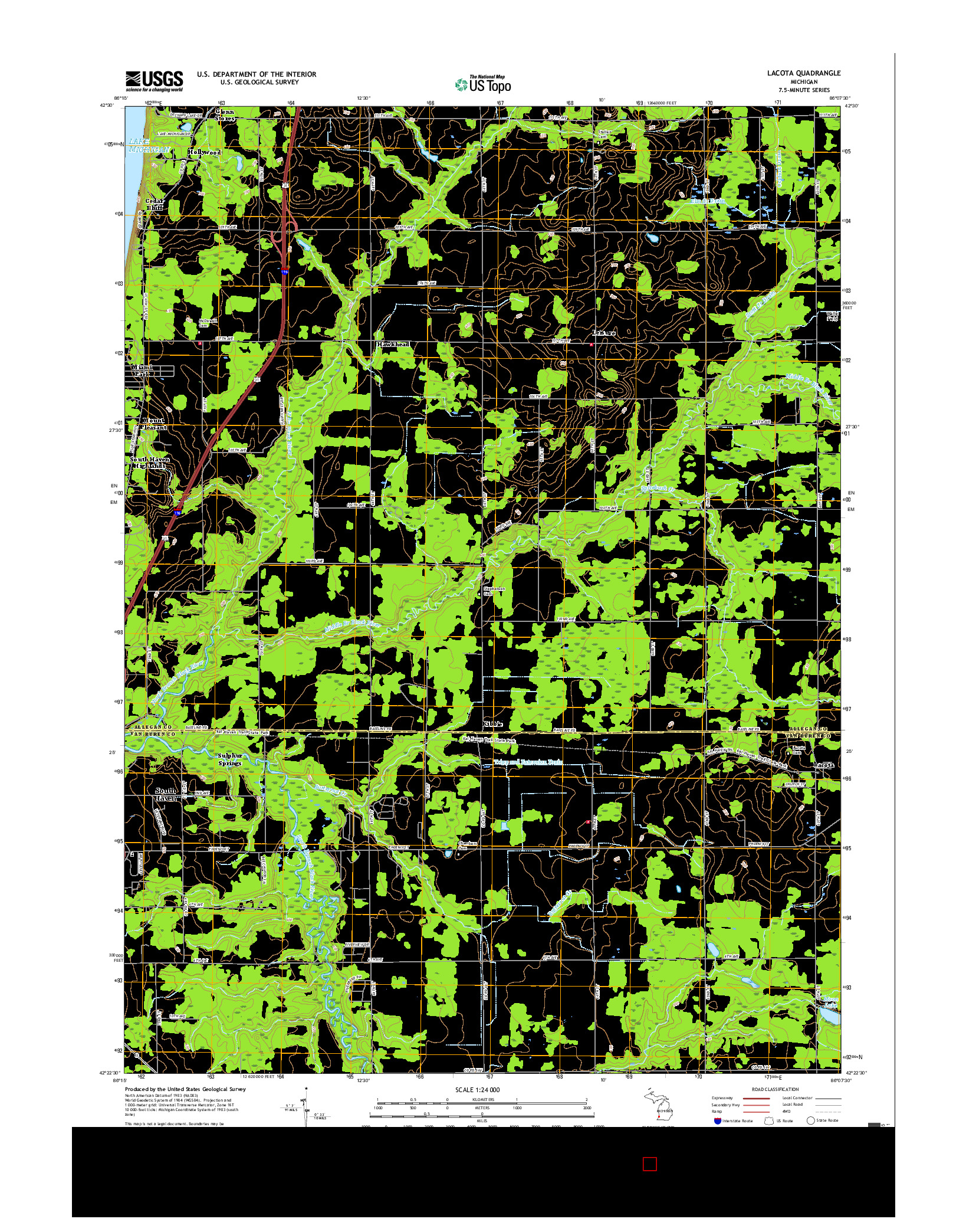 USGS US TOPO 7.5-MINUTE MAP FOR LACOTA, MI 2017