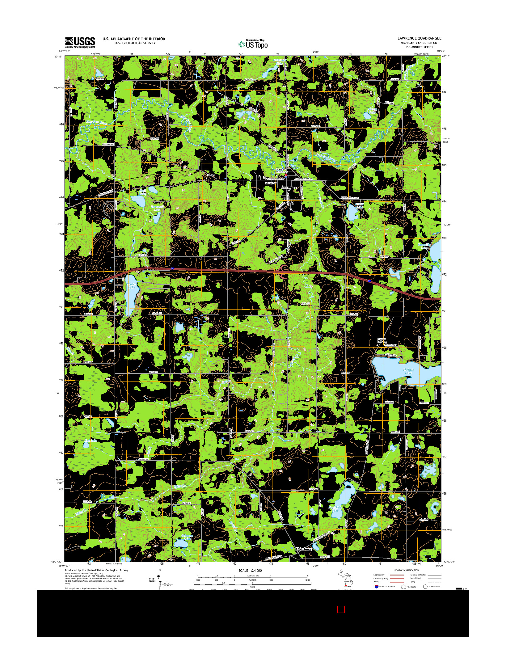 USGS US TOPO 7.5-MINUTE MAP FOR LAWRENCE, MI 2017