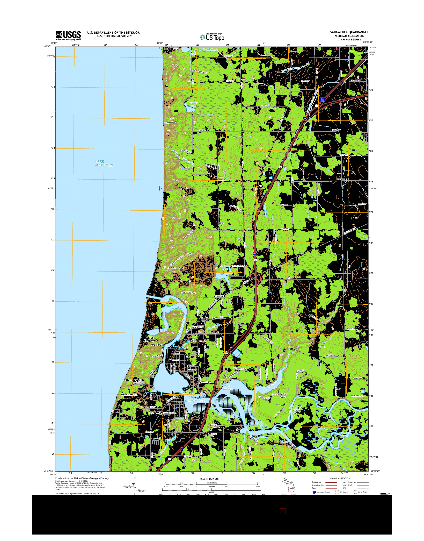 USGS US TOPO 7.5-MINUTE MAP FOR SAUGATUCK, MI 2017