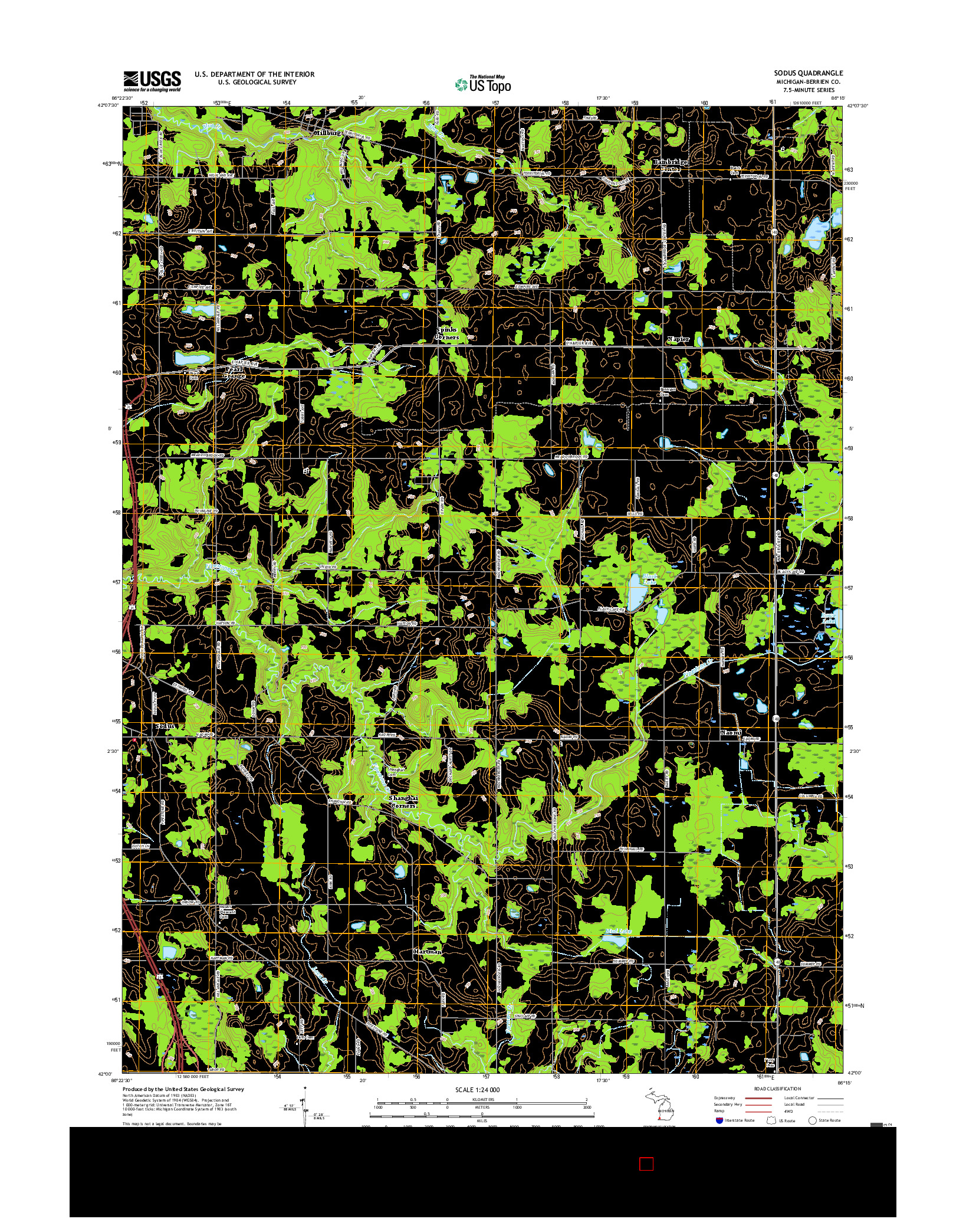 USGS US TOPO 7.5-MINUTE MAP FOR SODUS, MI 2017