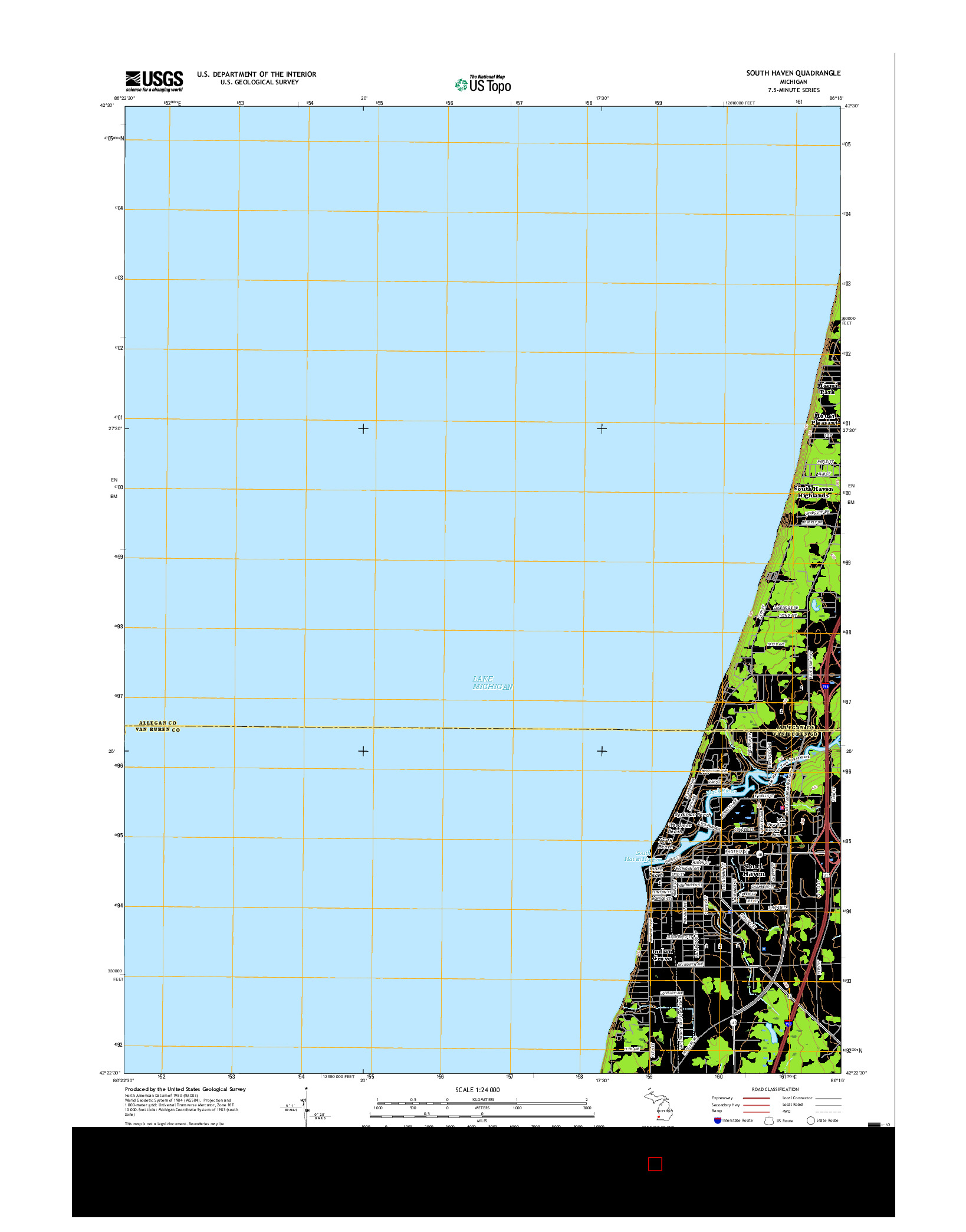 USGS US TOPO 7.5-MINUTE MAP FOR SOUTH HAVEN, MI 2017