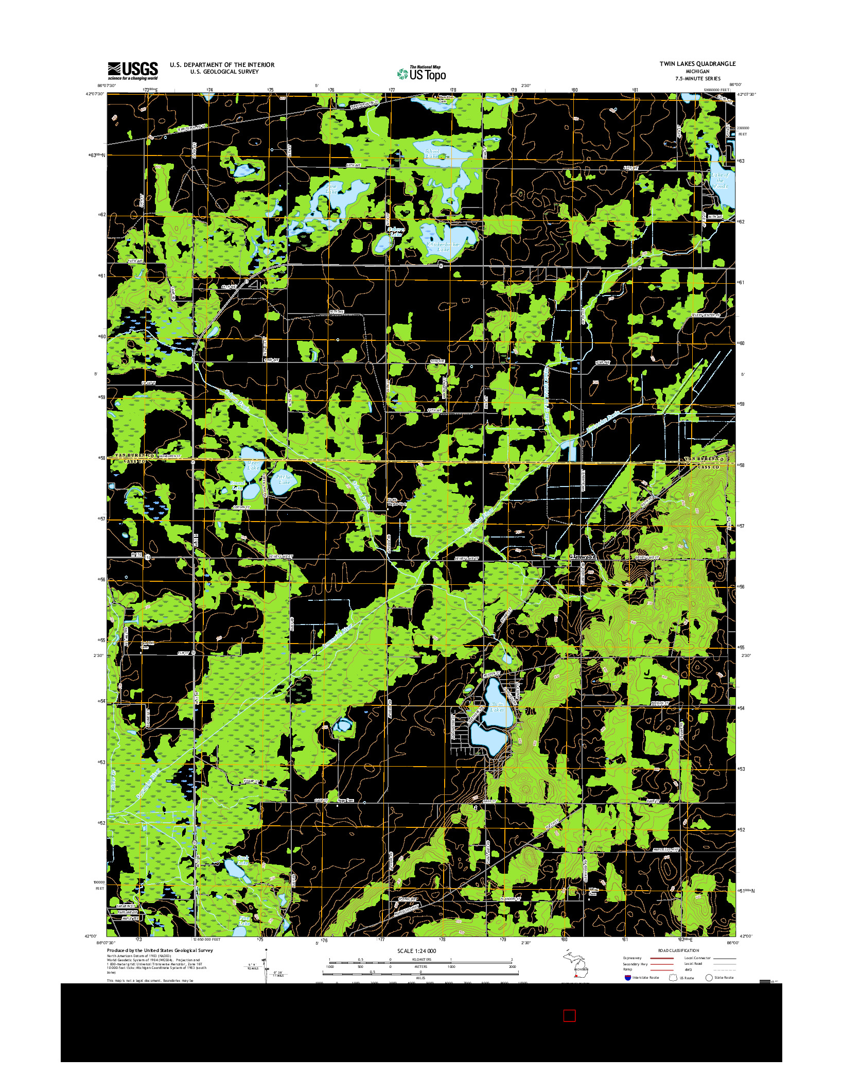 USGS US TOPO 7.5-MINUTE MAP FOR TWIN LAKES, MI 2017