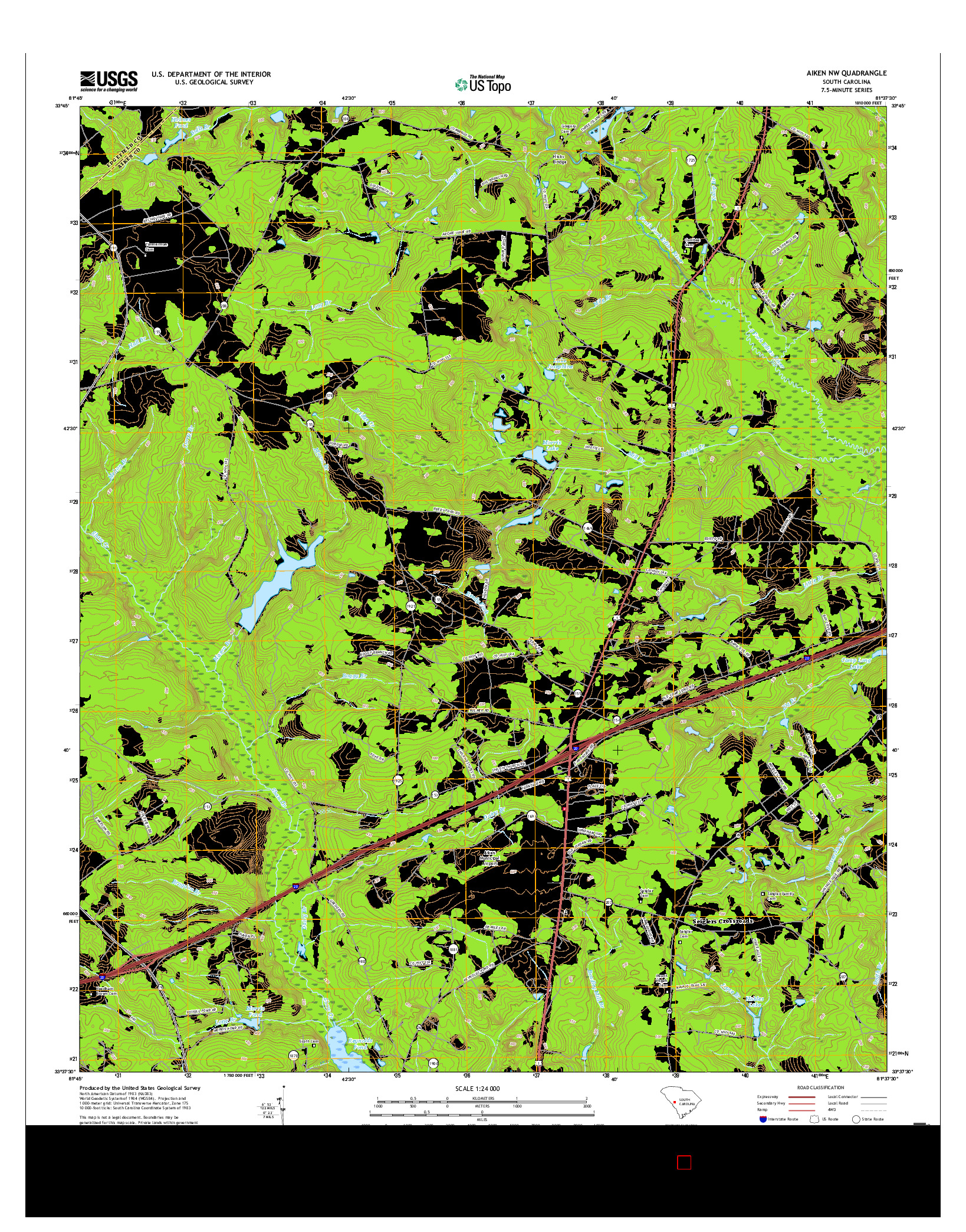 USGS US TOPO 7.5-MINUTE MAP FOR AIKEN NW, SC 2017