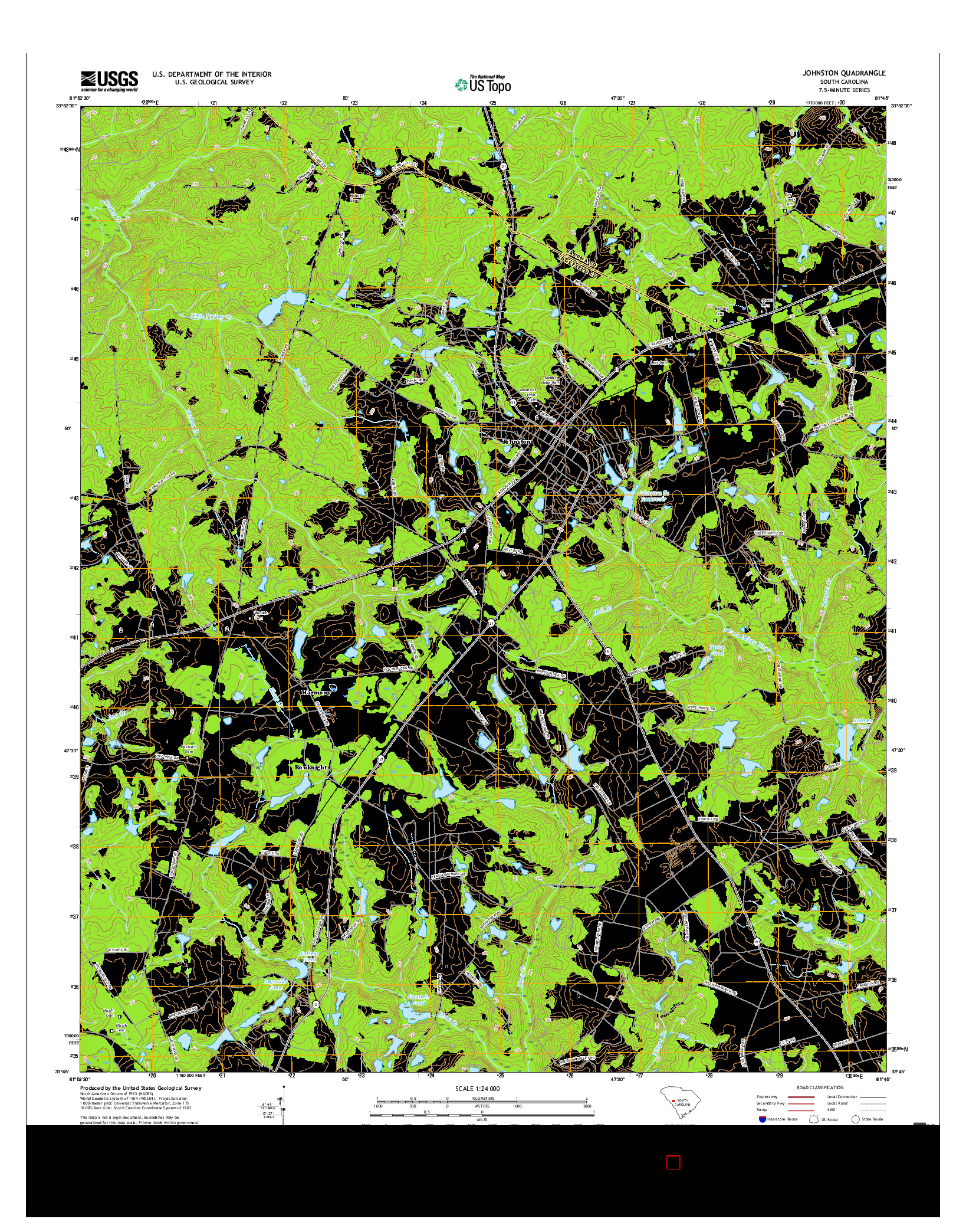 USGS US TOPO 7.5-MINUTE MAP FOR JOHNSTON, SC 2017