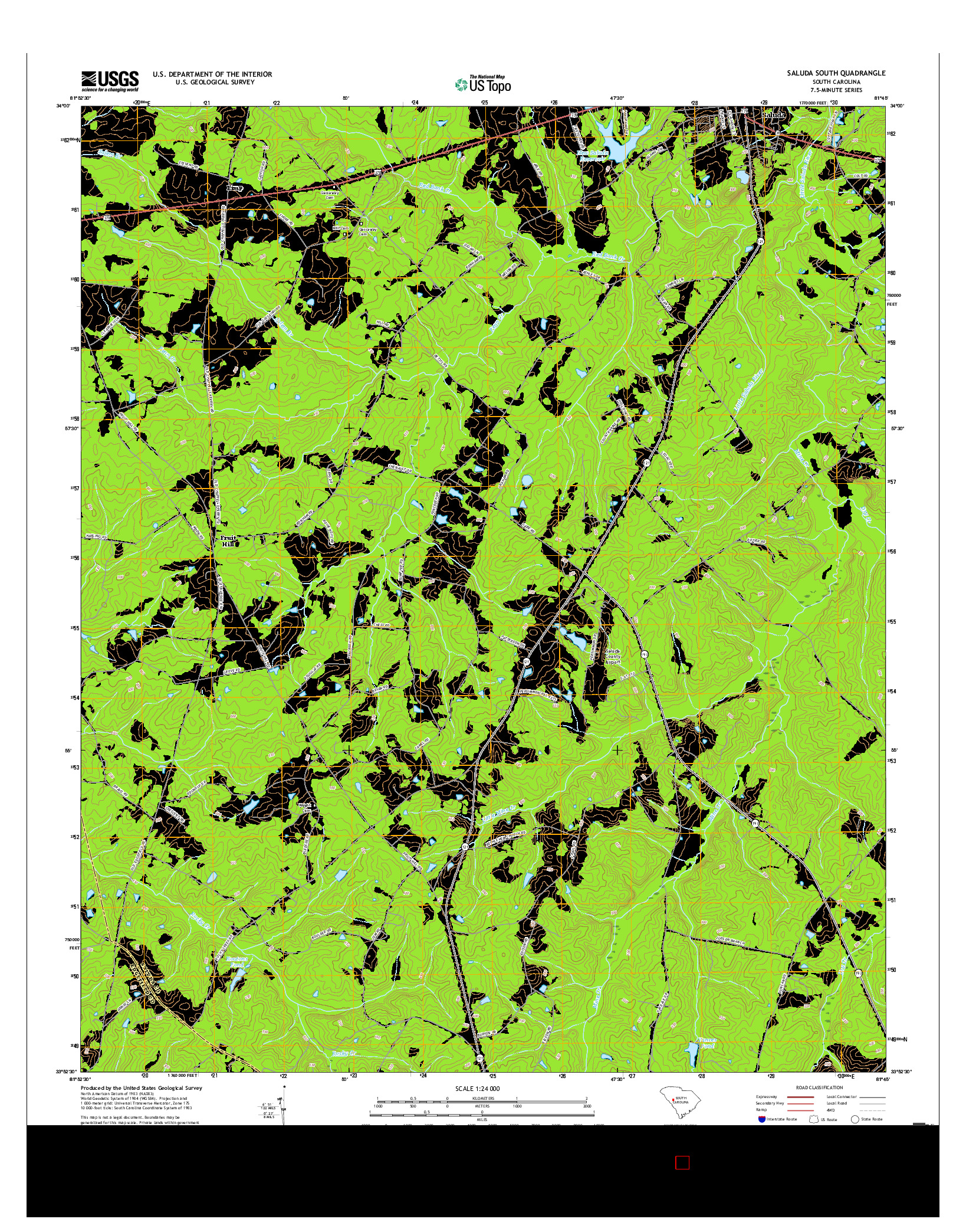 USGS US TOPO 7.5-MINUTE MAP FOR SALUDA SOUTH, SC 2017