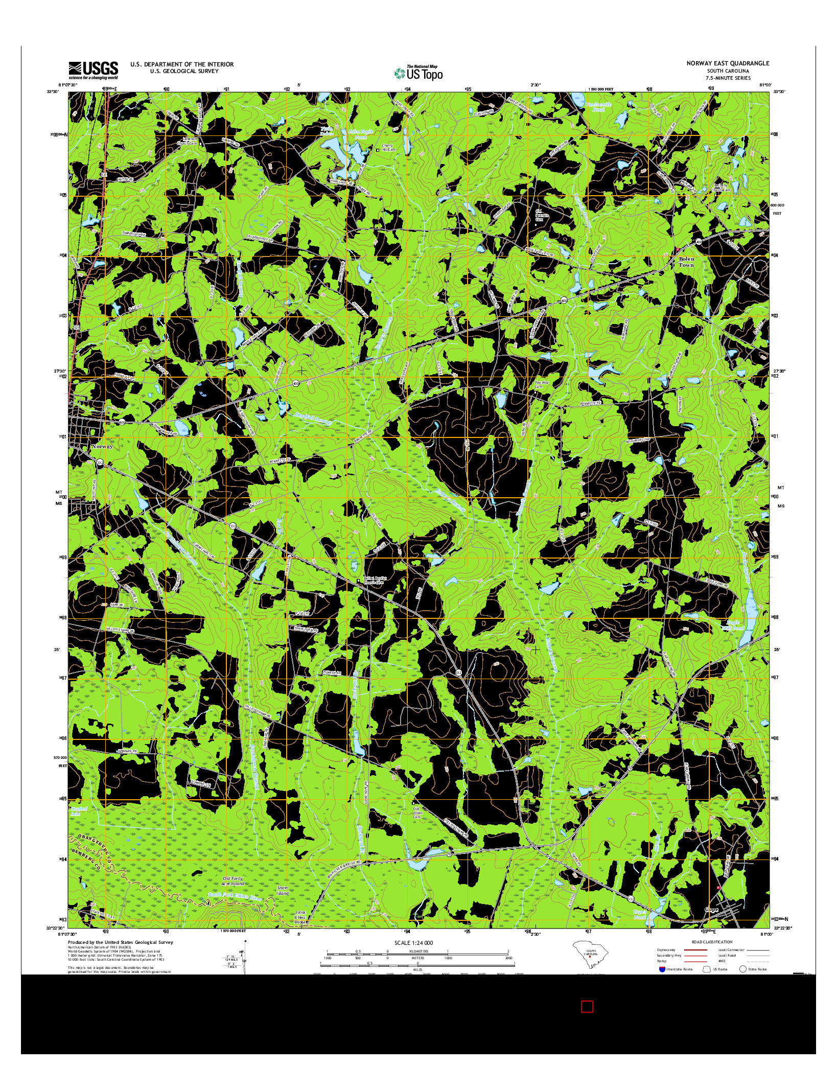 USGS US TOPO 7.5-MINUTE MAP FOR NORWAY EAST, SC 2017