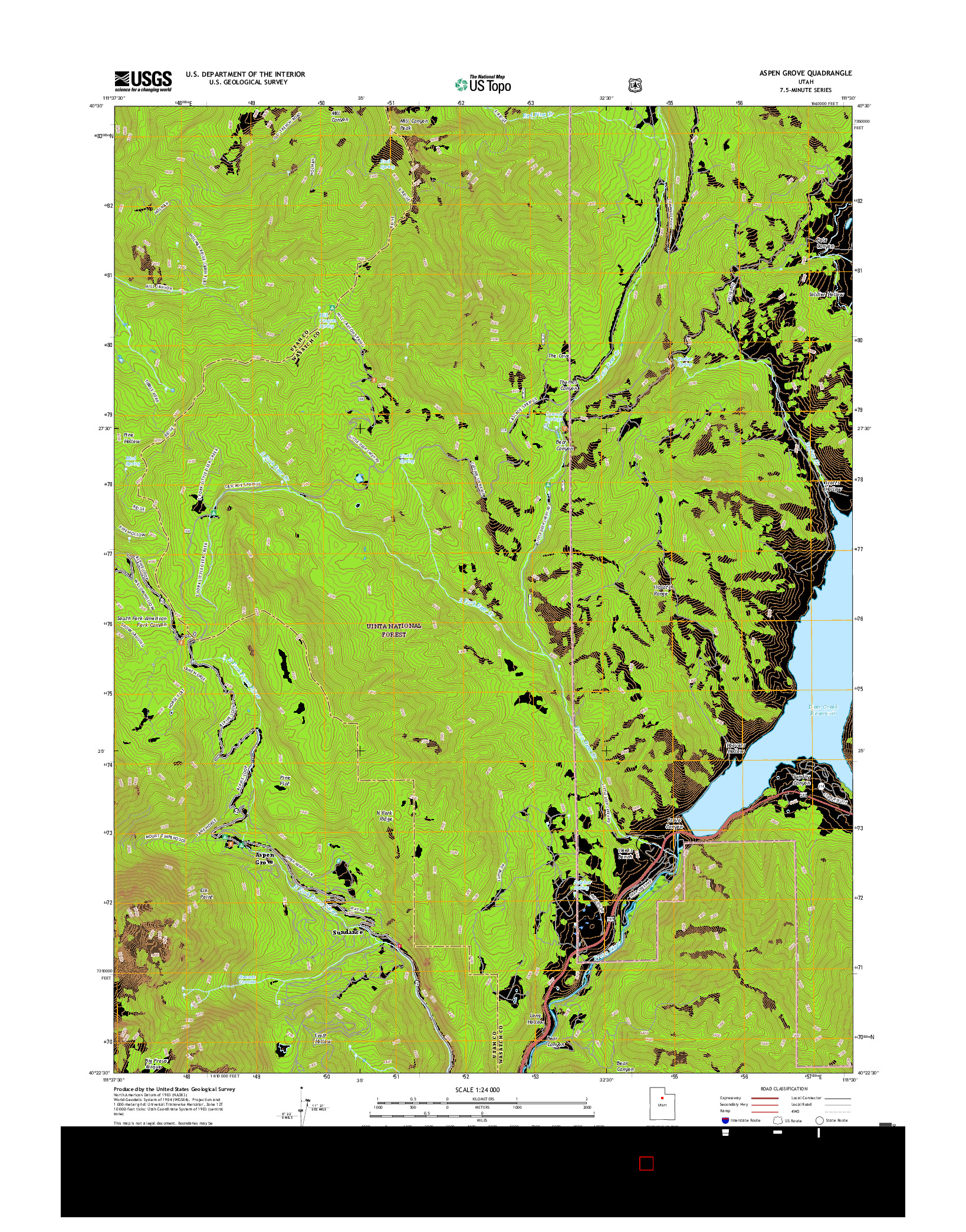 USGS US TOPO 7.5-MINUTE MAP FOR ASPEN GROVE, UT 2017