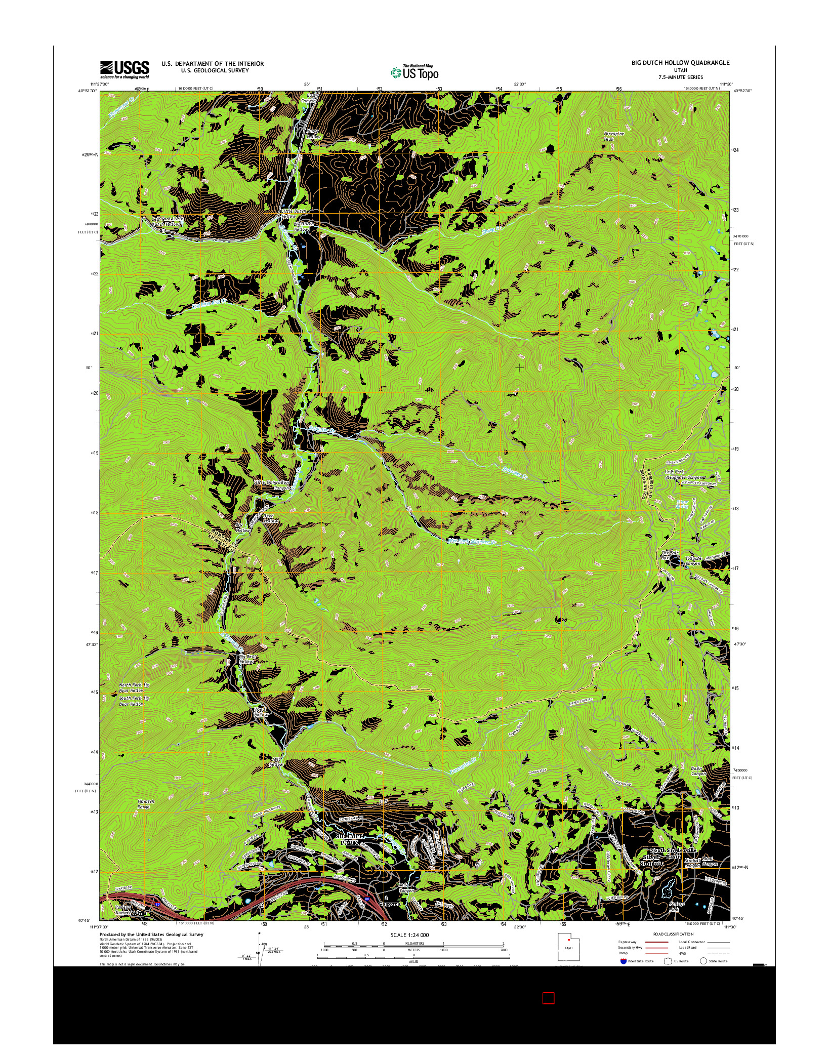USGS US TOPO 7.5-MINUTE MAP FOR BIG DUTCH HOLLOW, UT 2017