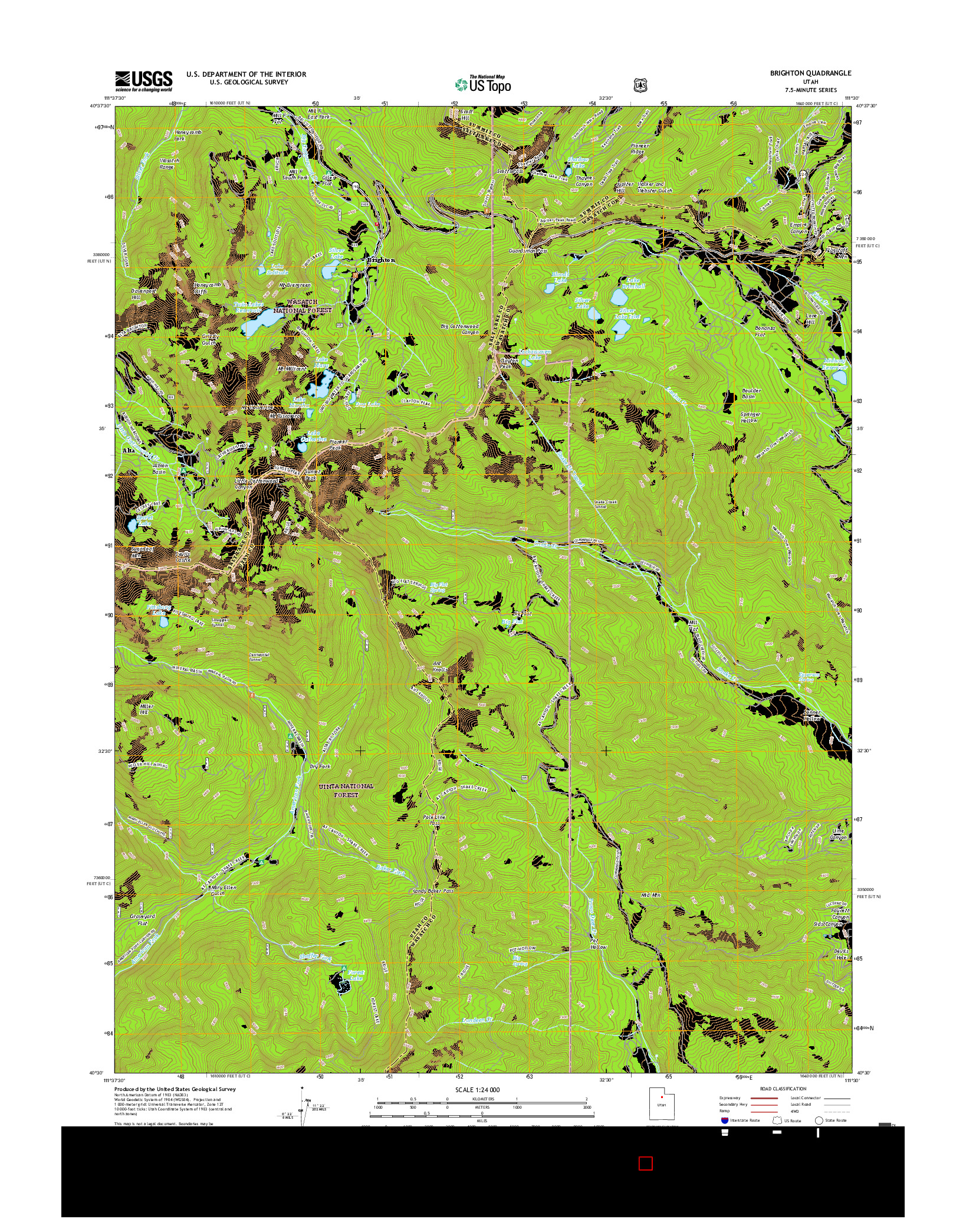 USGS US TOPO 7.5-MINUTE MAP FOR BRIGHTON, UT 2017