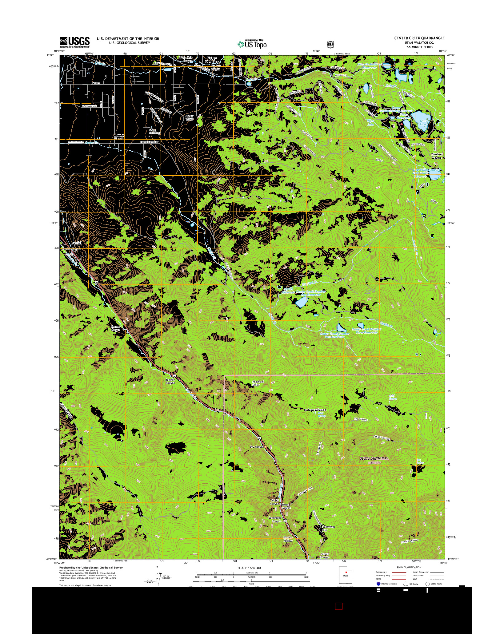 USGS US TOPO 7.5-MINUTE MAP FOR CENTER CREEK, UT 2017