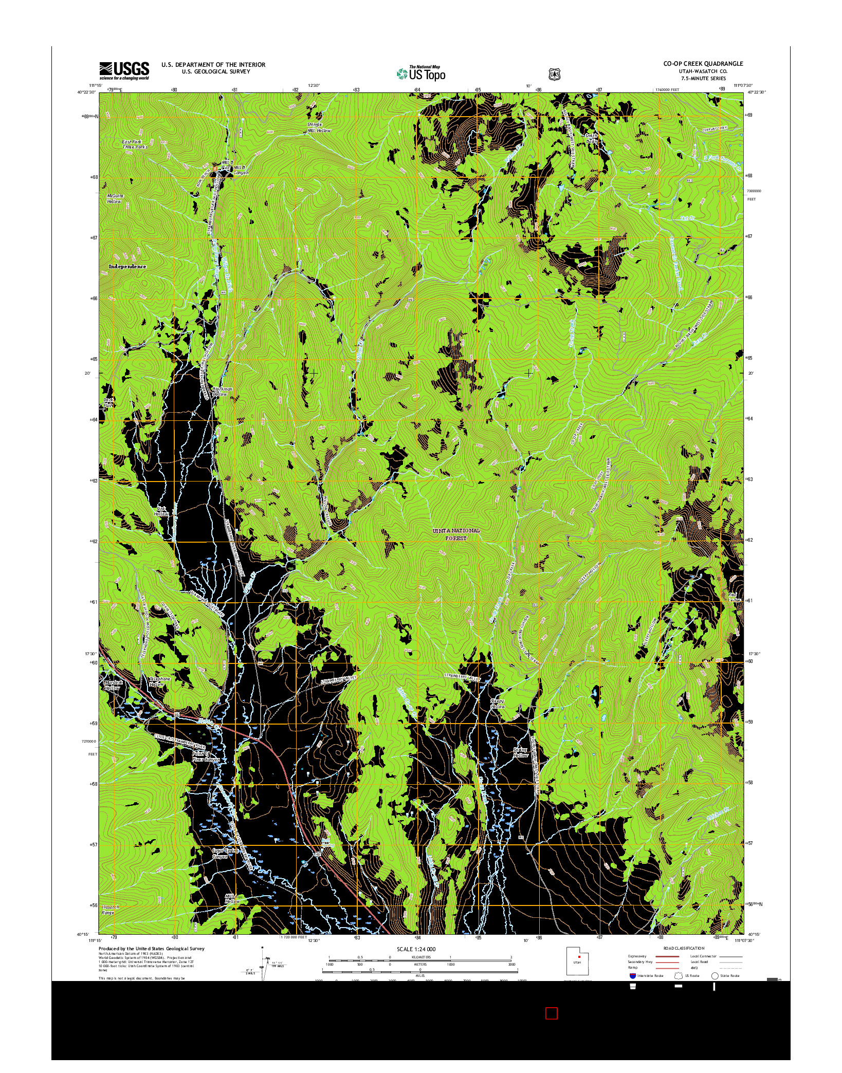 USGS US TOPO 7.5-MINUTE MAP FOR CO-OP CREEK, UT 2017