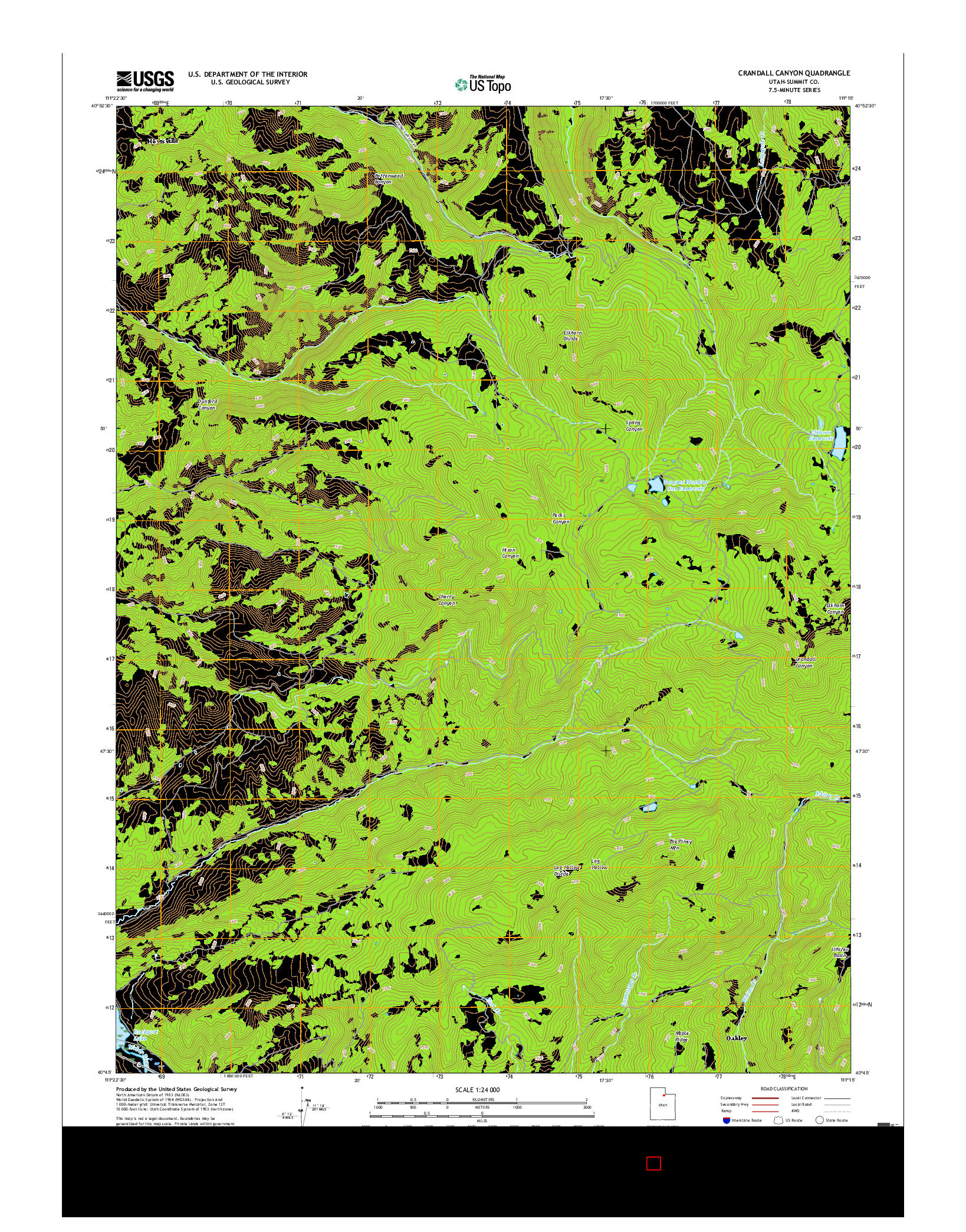 USGS US TOPO 7.5-MINUTE MAP FOR CRANDALL CANYON, UT 2017