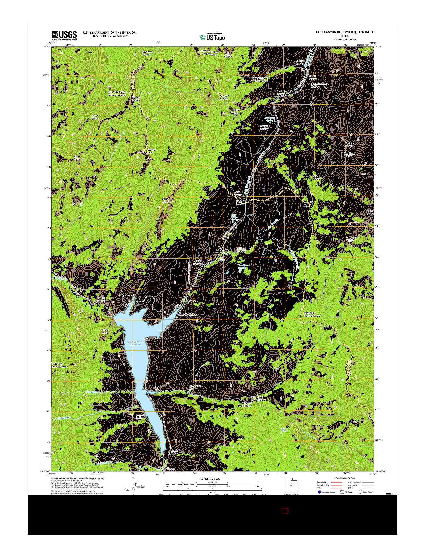USGS US TOPO 7.5-MINUTE MAP FOR EAST CANYON RESERVOIR, UT 2017