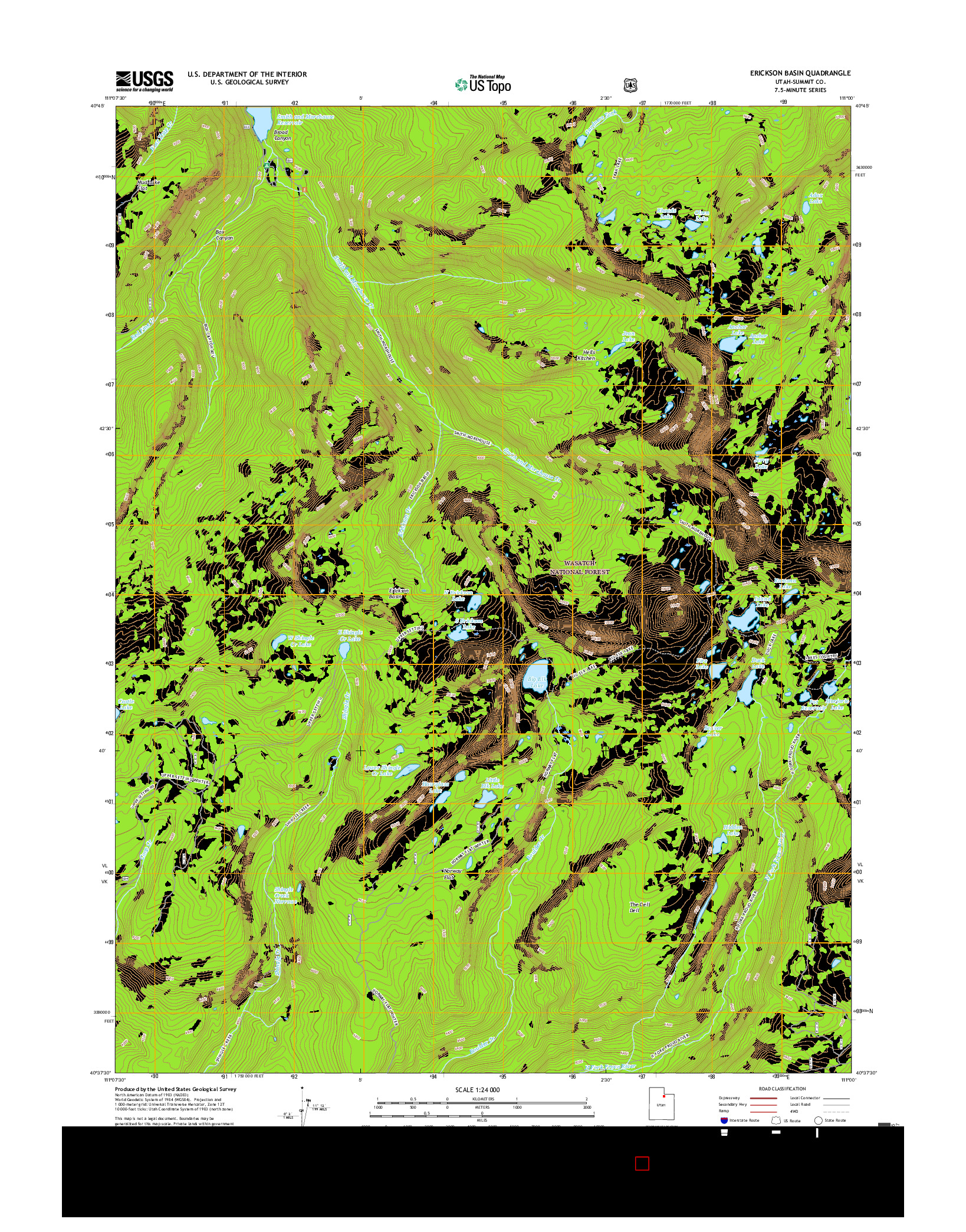 USGS US TOPO 7.5-MINUTE MAP FOR ERICKSON BASIN, UT 2017