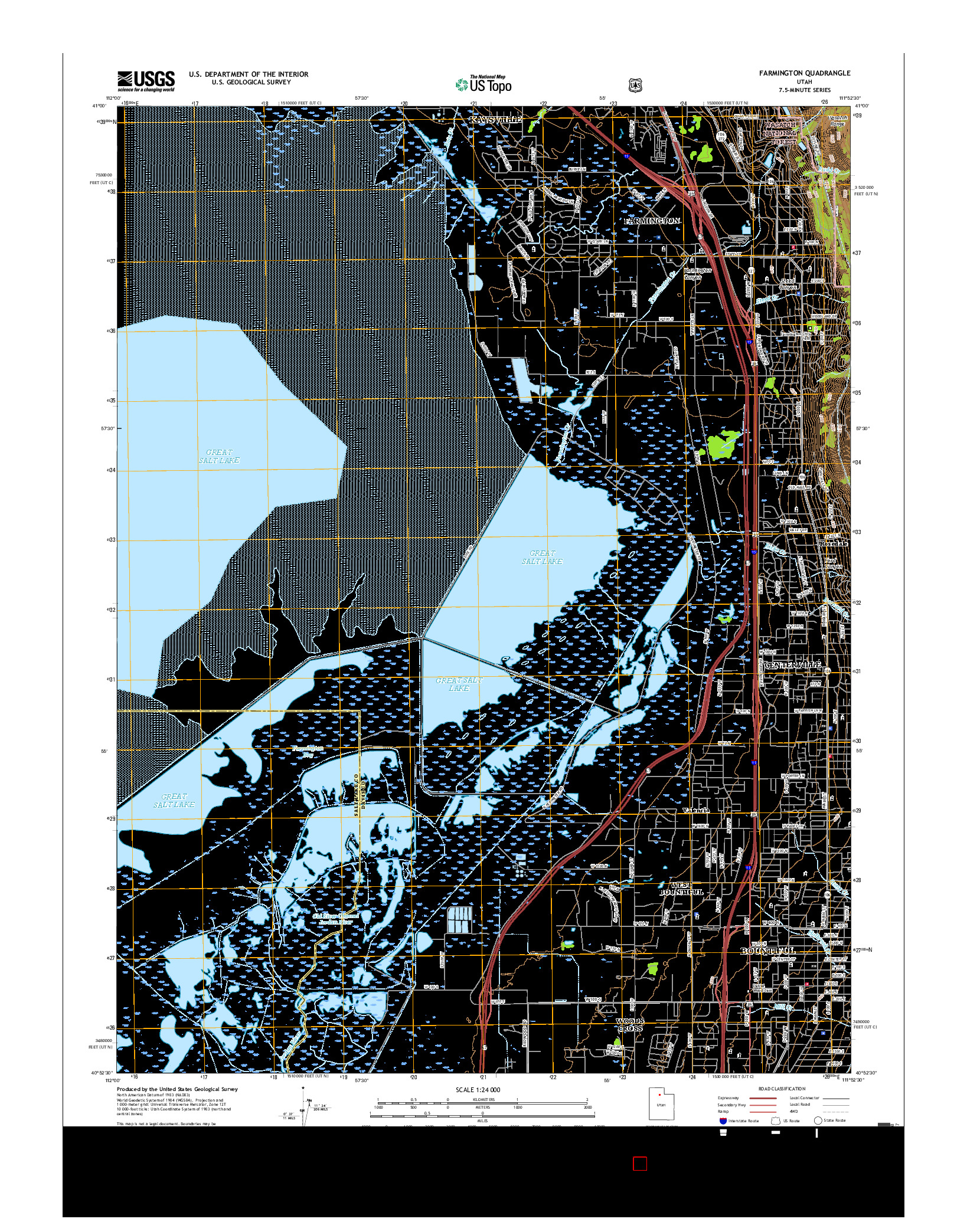 USGS US TOPO 7.5-MINUTE MAP FOR FARMINGTON, UT 2017