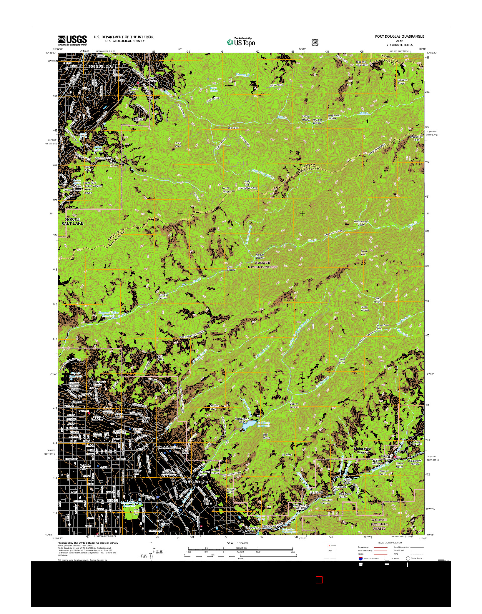 USGS US TOPO 7.5-MINUTE MAP FOR FORT DOUGLAS, UT 2017