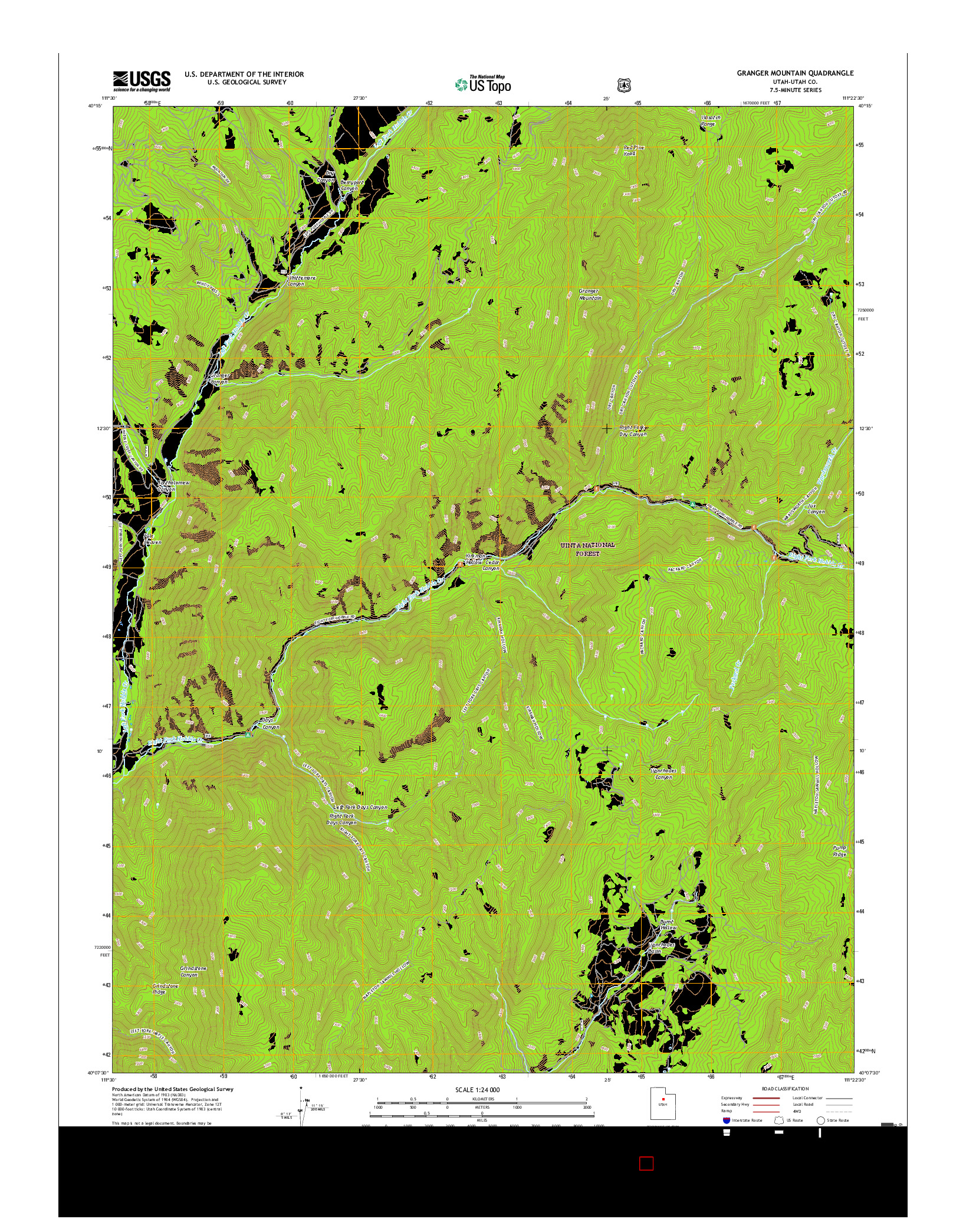 USGS US TOPO 7.5-MINUTE MAP FOR GRANGER MOUNTAIN, UT 2017