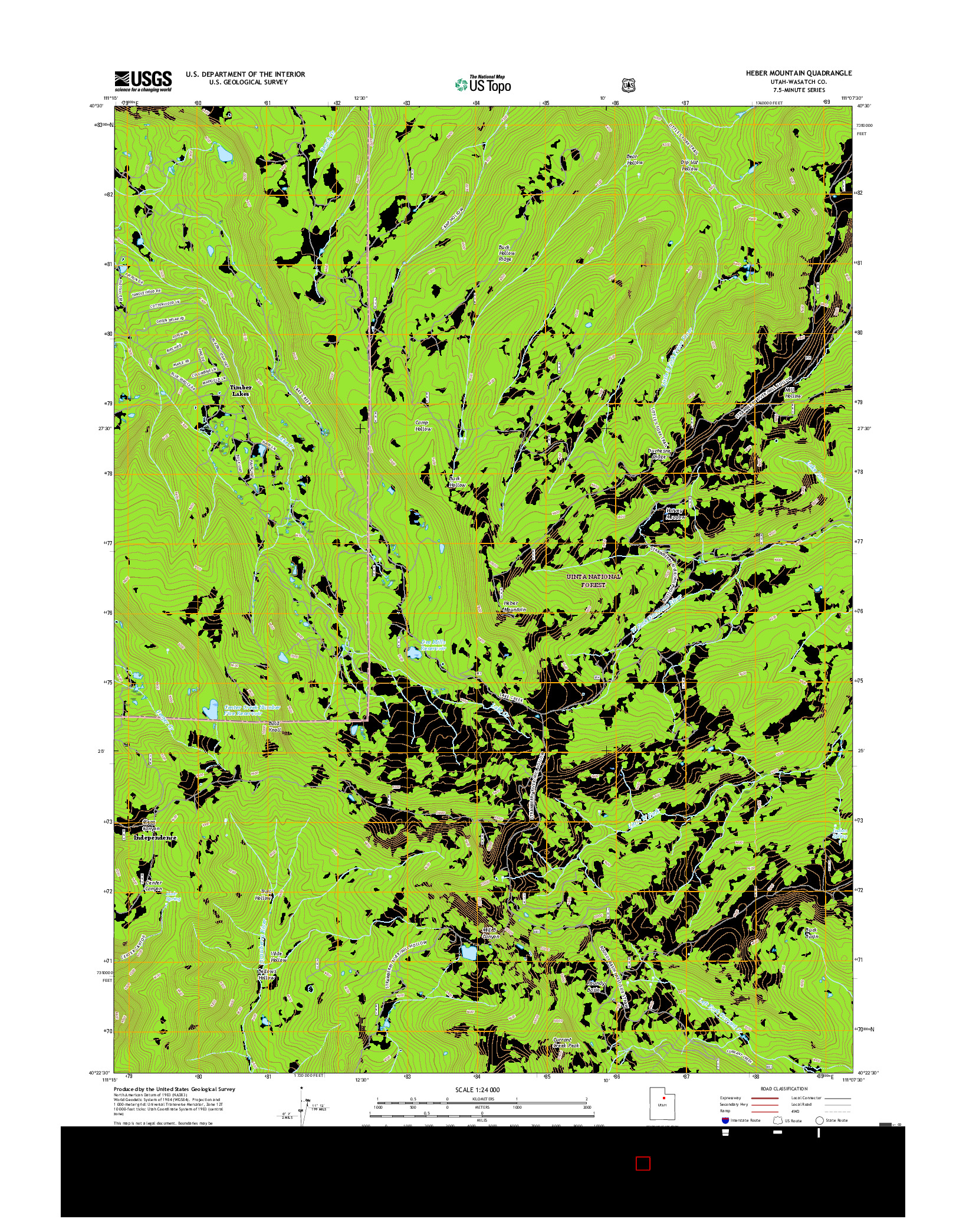 USGS US TOPO 7.5-MINUTE MAP FOR HEBER MOUNTAIN, UT 2017