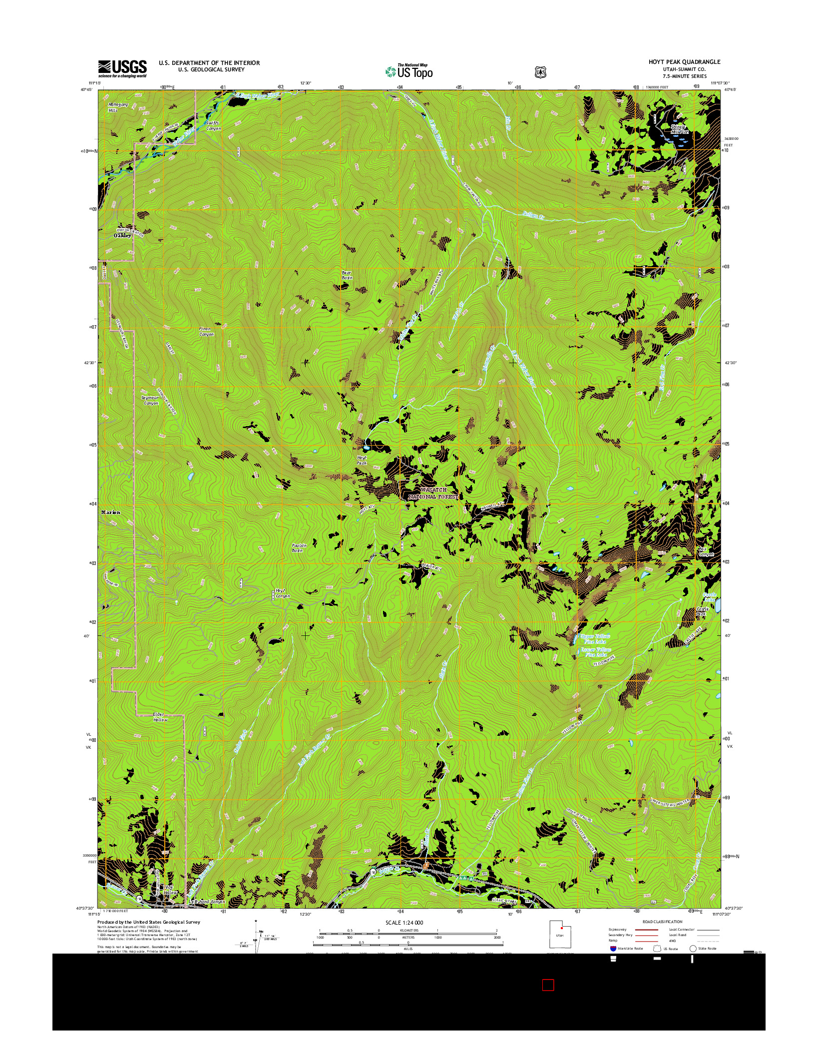 USGS US TOPO 7.5-MINUTE MAP FOR HOYT PEAK, UT 2017