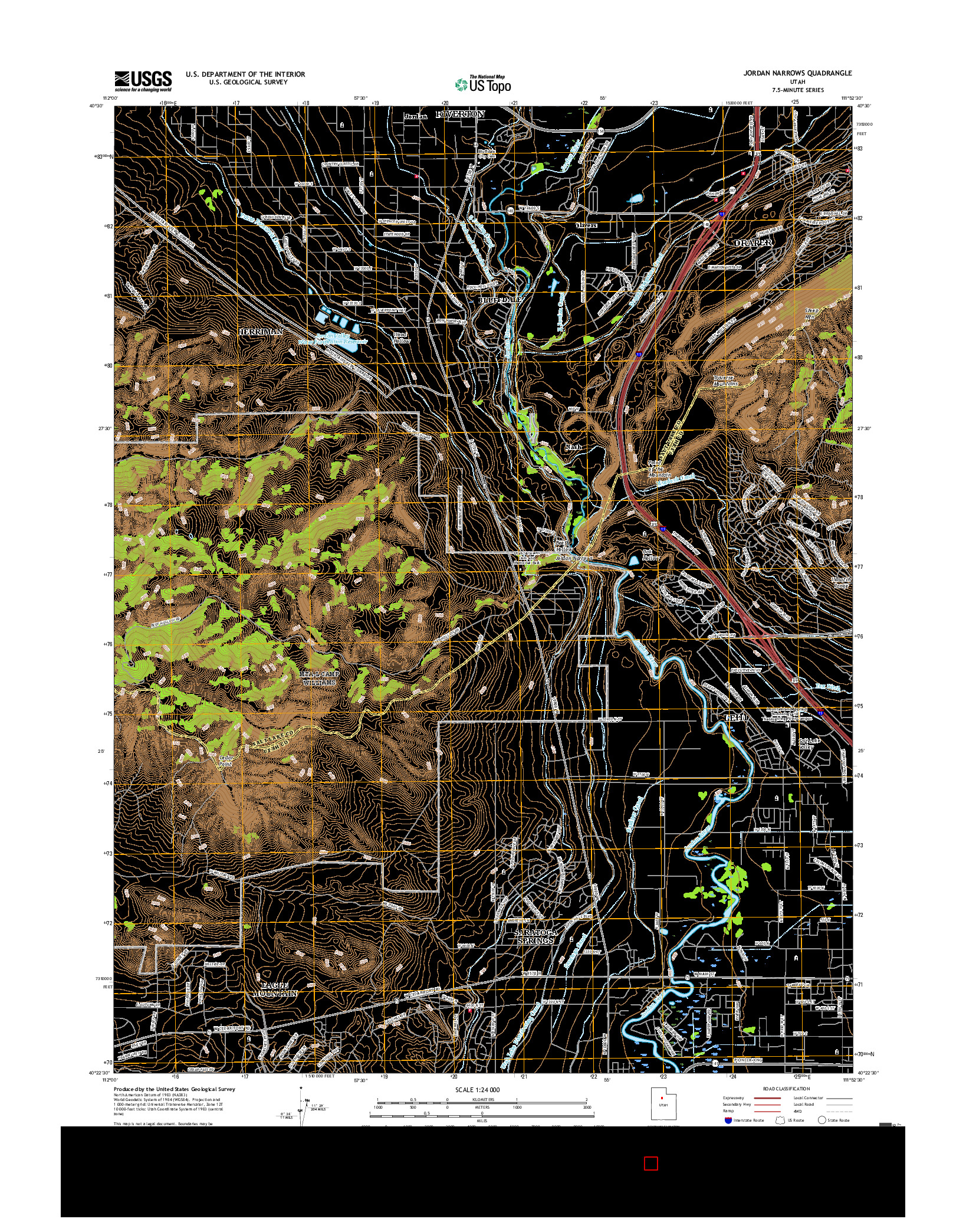 USGS US TOPO 7.5-MINUTE MAP FOR JORDAN NARROWS, UT 2017