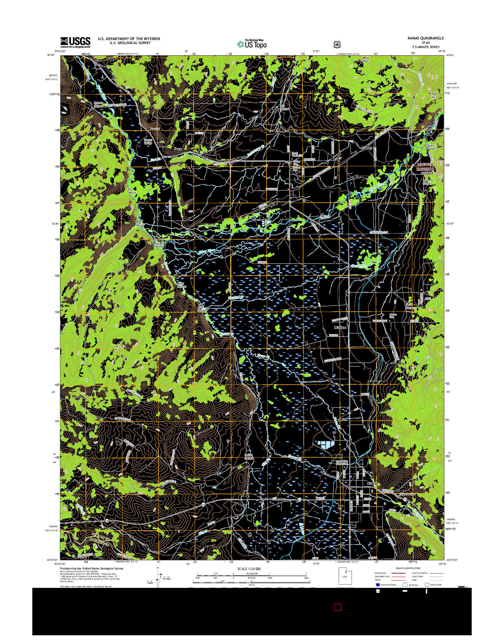 USGS US TOPO 7.5-MINUTE MAP FOR KAMAS, UT 2017