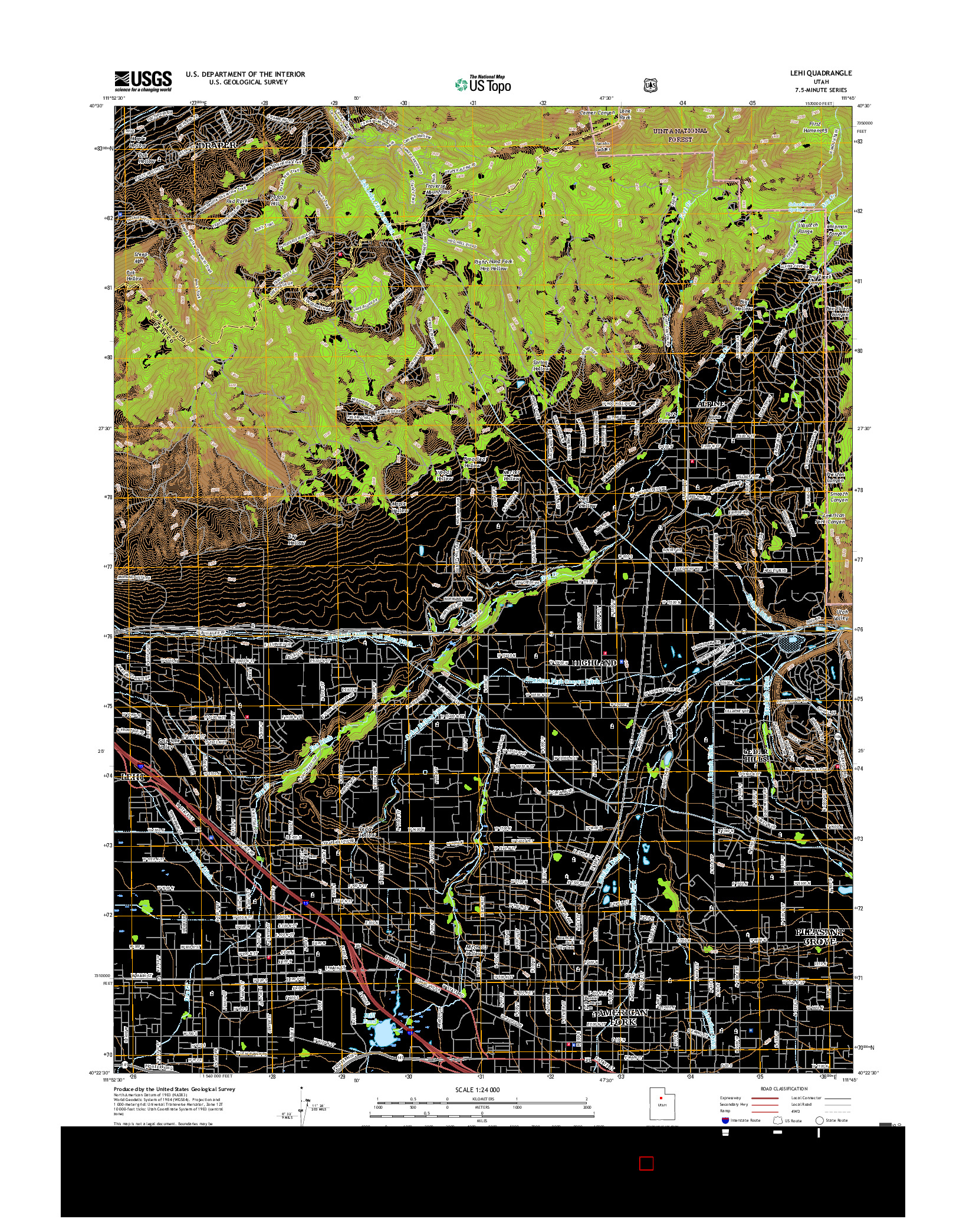 USGS US TOPO 7.5-MINUTE MAP FOR LEHI, UT 2017