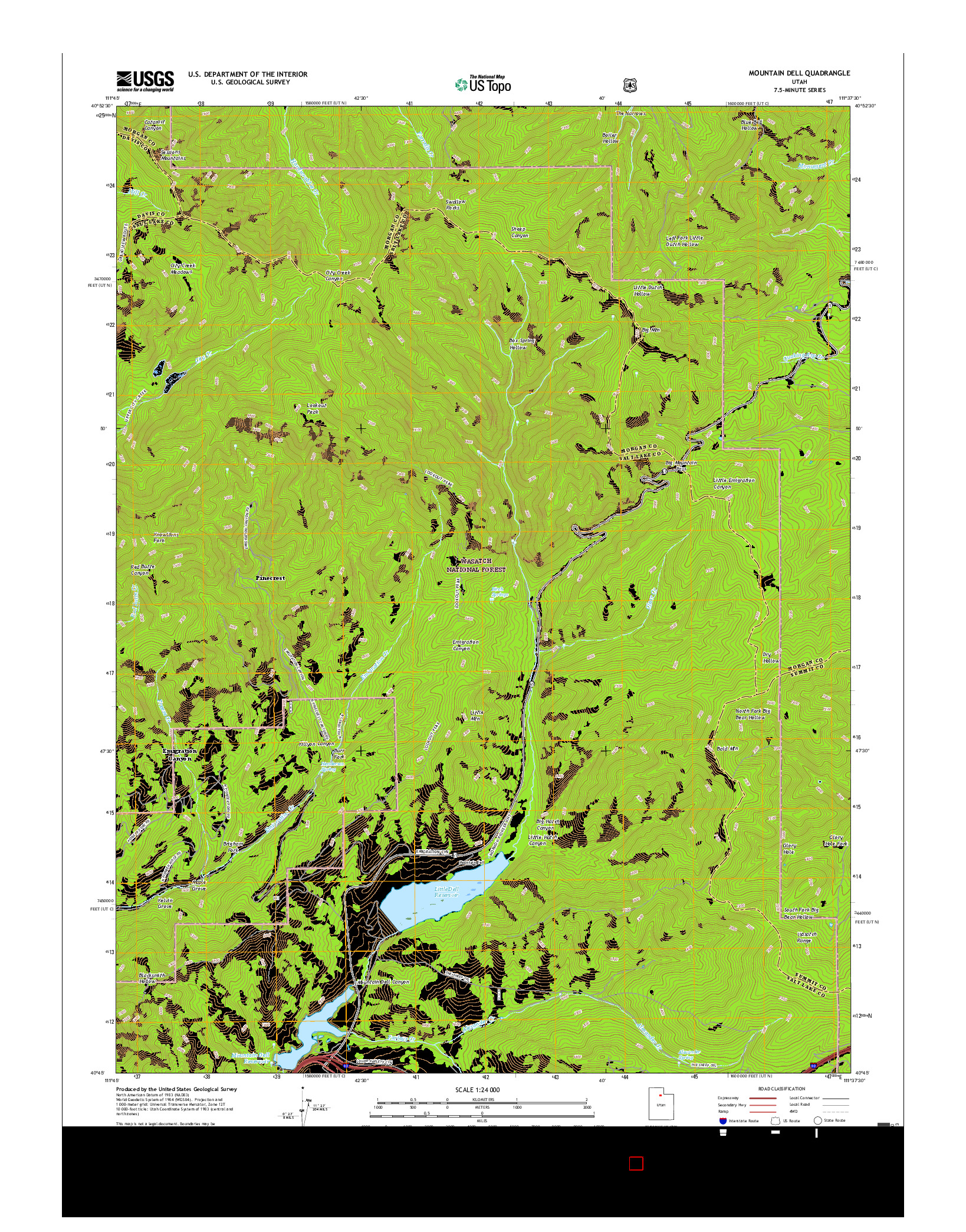 USGS US TOPO 7.5-MINUTE MAP FOR MOUNTAIN DELL, UT 2017
