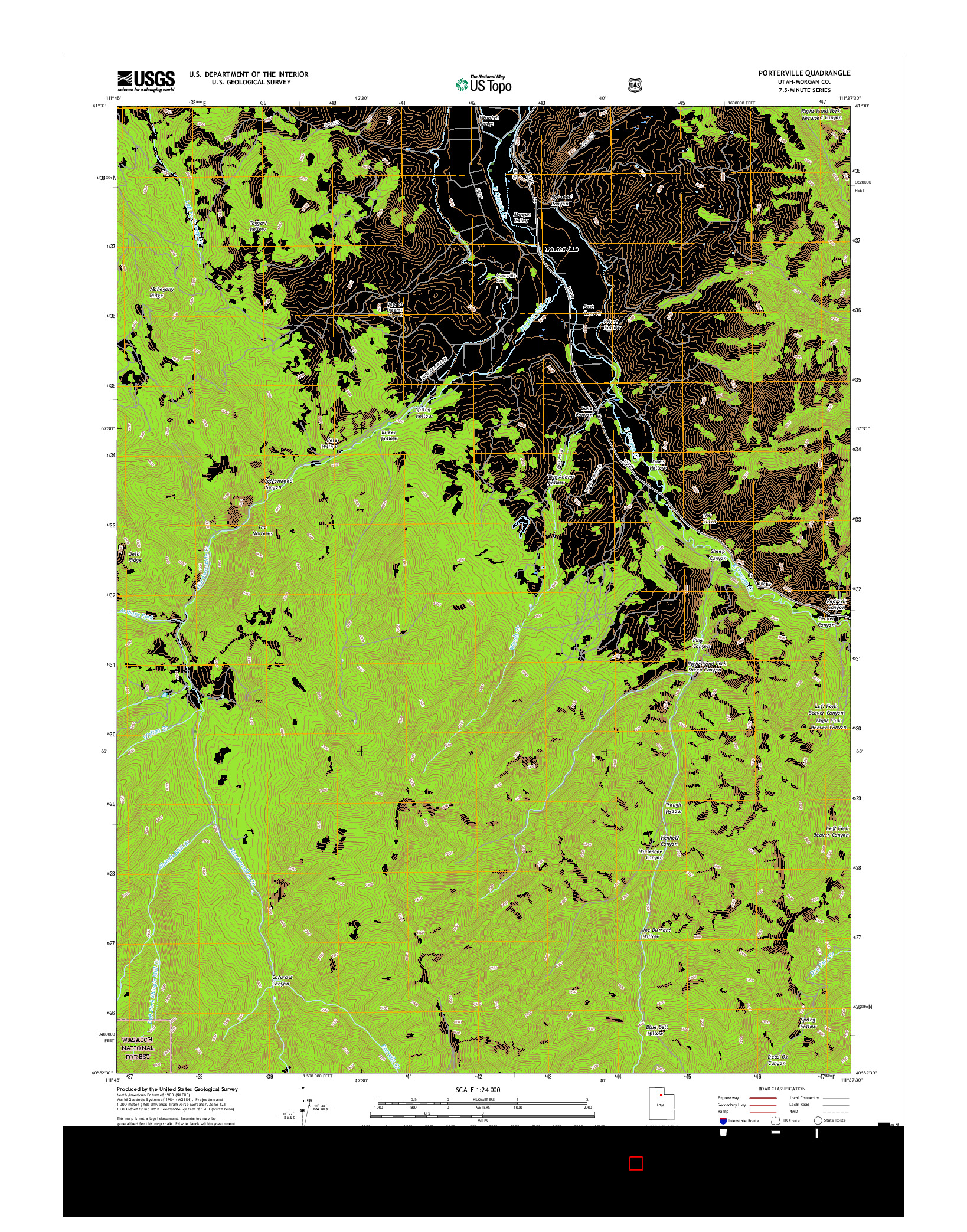 USGS US TOPO 7.5-MINUTE MAP FOR PORTERVILLE, UT 2017