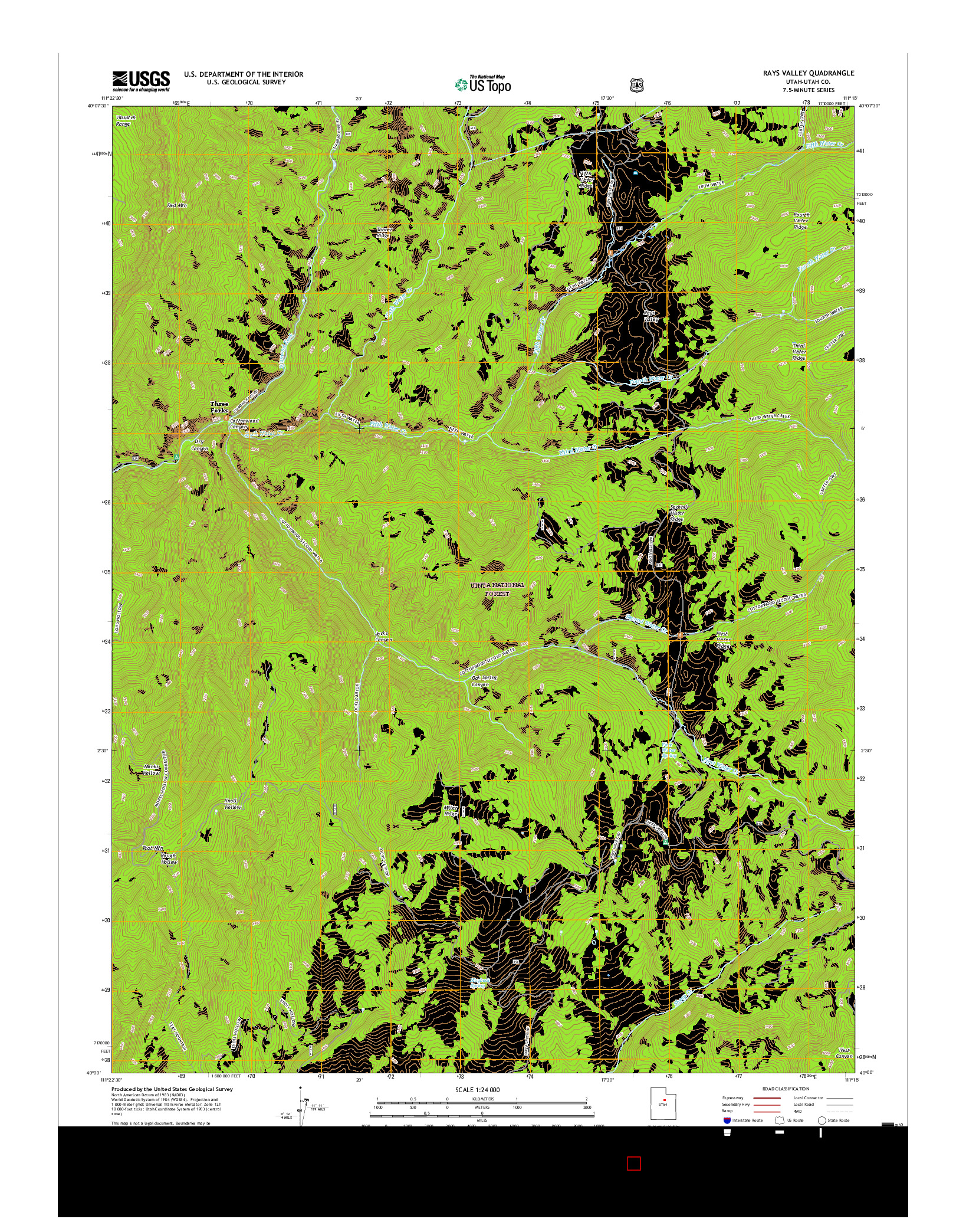 USGS US TOPO 7.5-MINUTE MAP FOR RAYS VALLEY, UT 2017