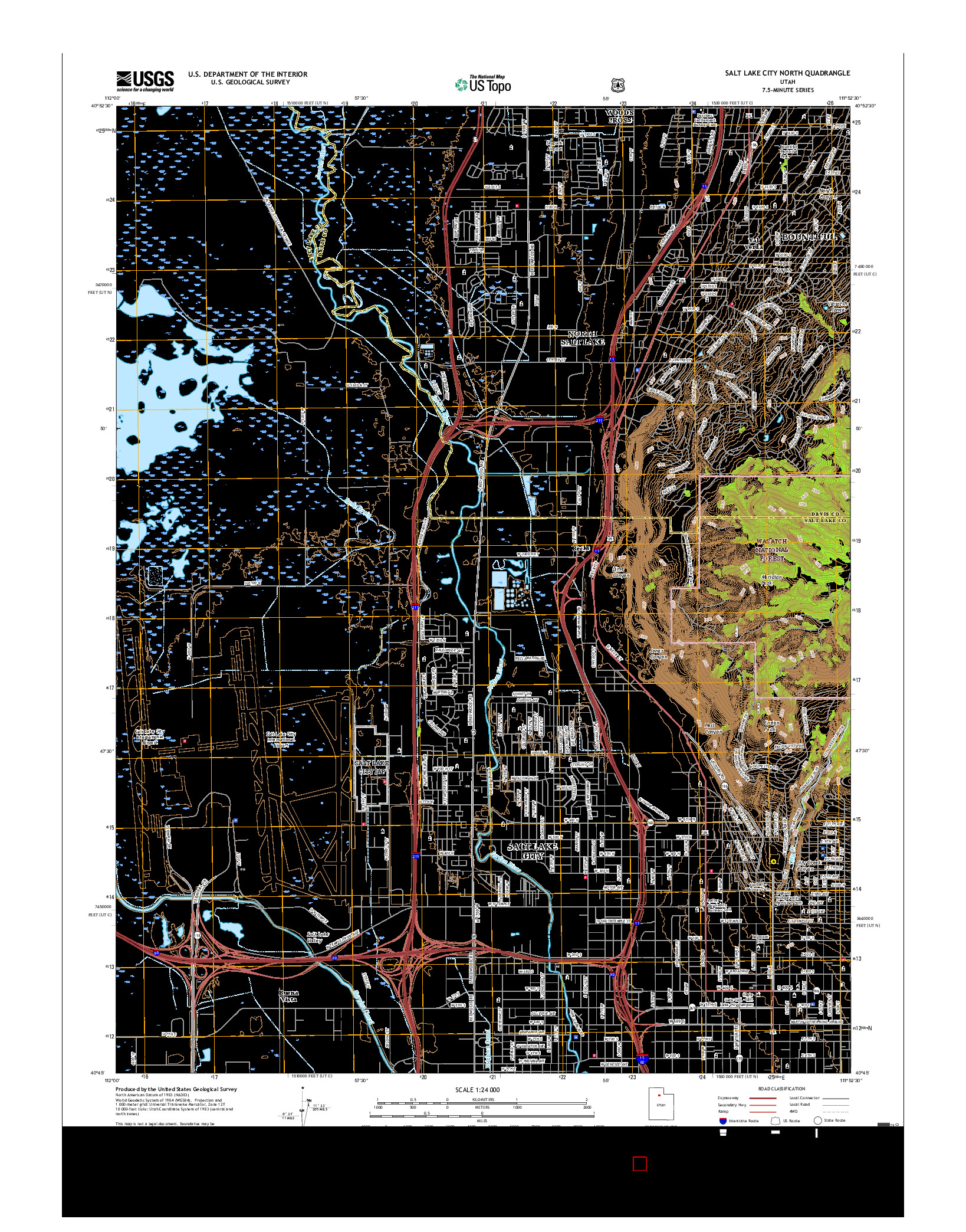 USGS US TOPO 7.5-MINUTE MAP FOR SALT LAKE CITY NORTH, UT 2017