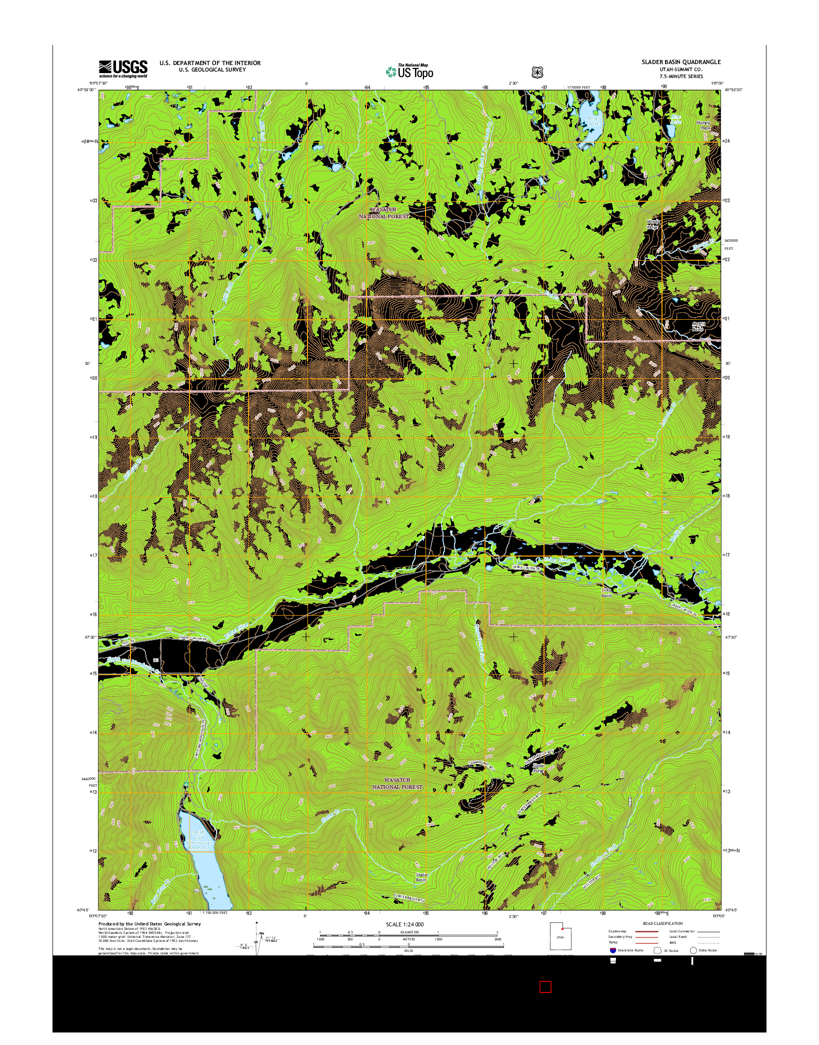 USGS US TOPO 7.5-MINUTE MAP FOR SLADER BASIN, UT 2017