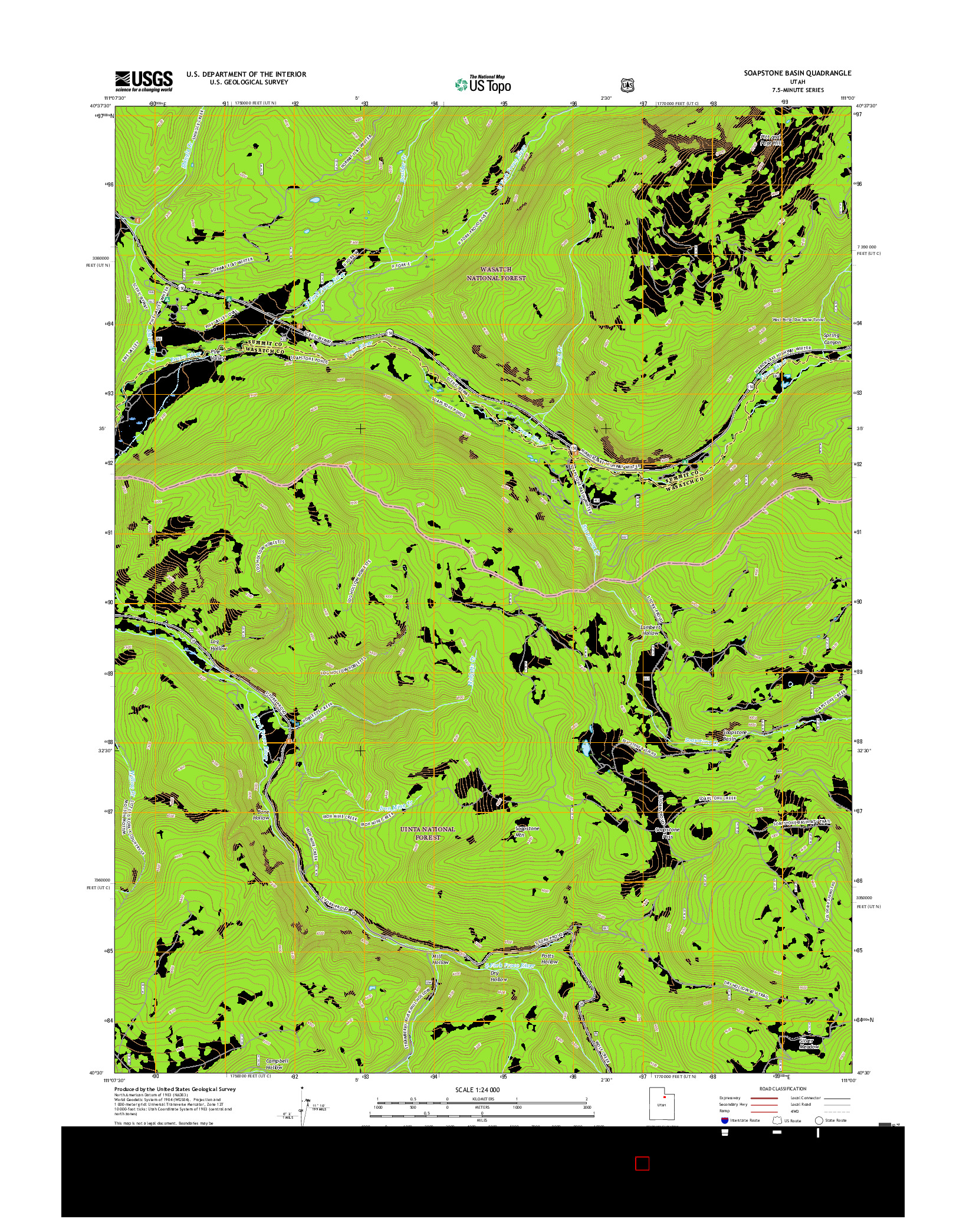 USGS US TOPO 7.5-MINUTE MAP FOR SOAPSTONE BASIN, UT 2017