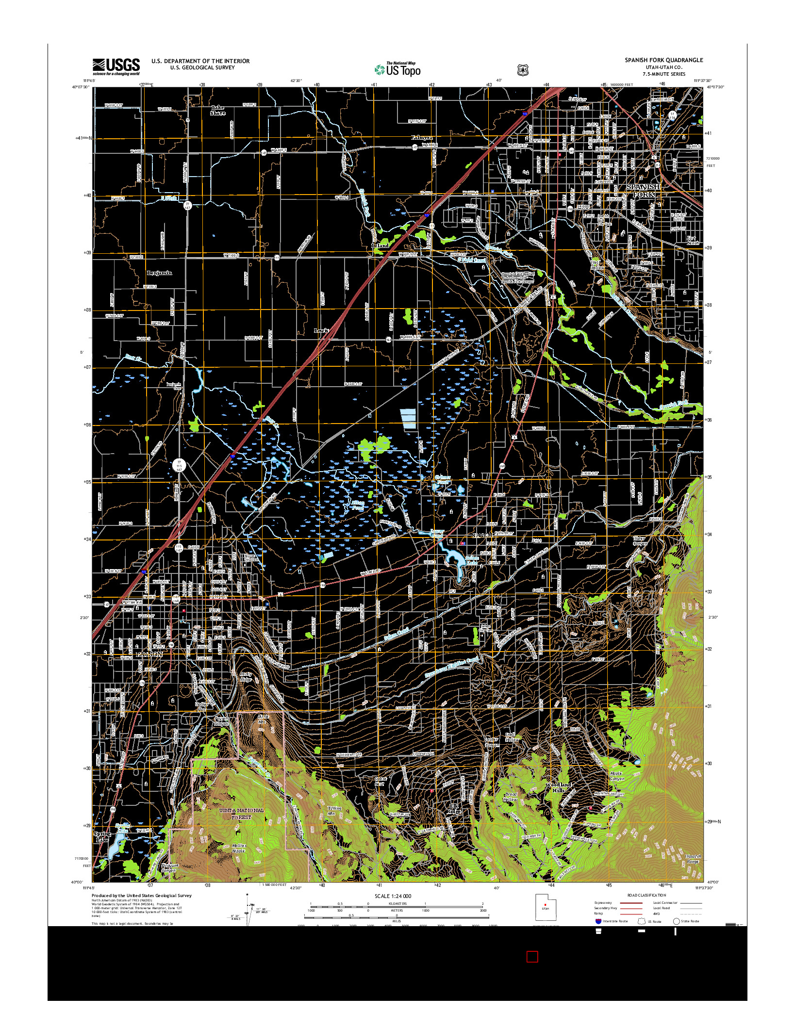 USGS US TOPO 7.5-MINUTE MAP FOR SPANISH FORK, UT 2017