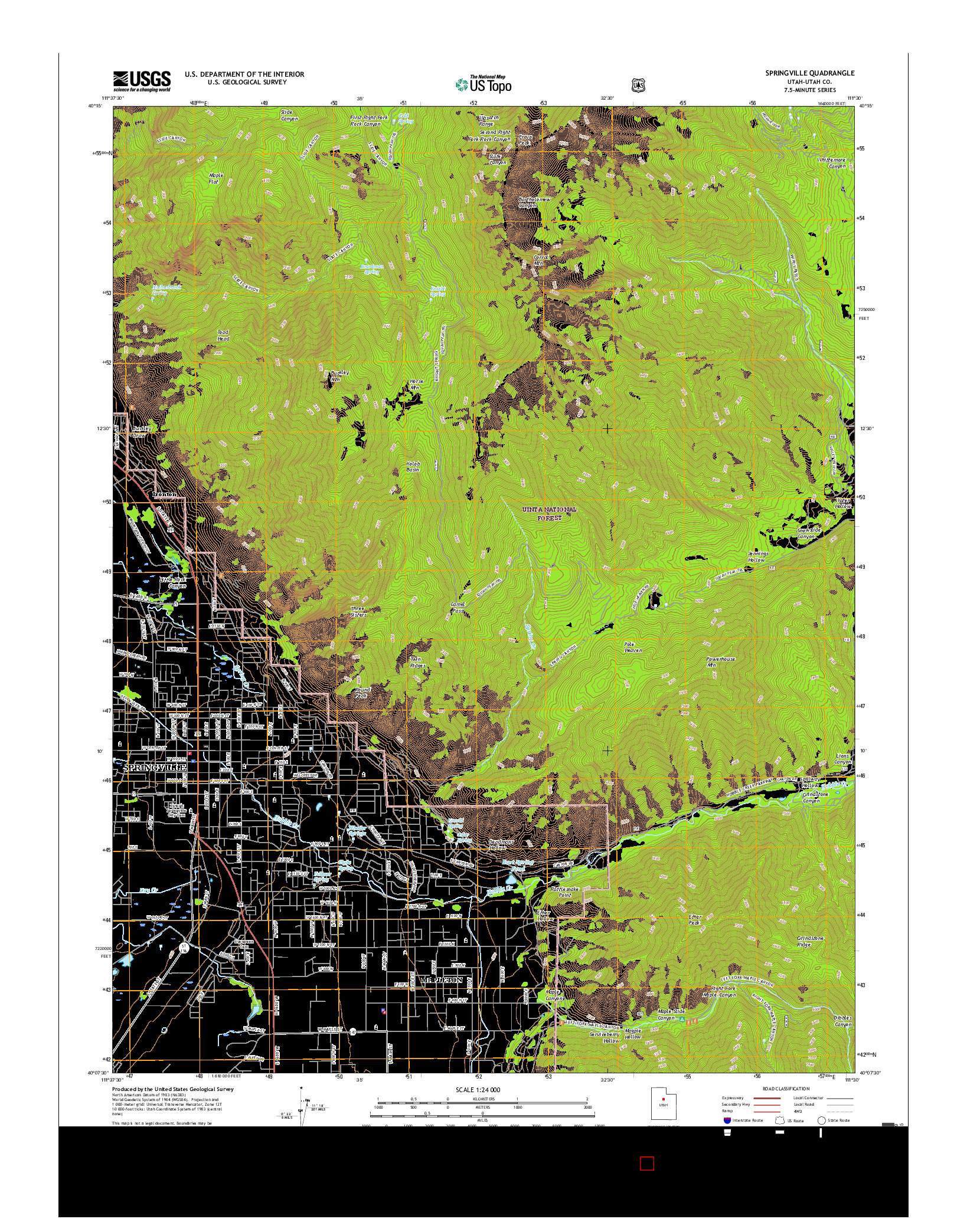 USGS US TOPO 7.5-MINUTE MAP FOR SPRINGVILLE, UT 2017
