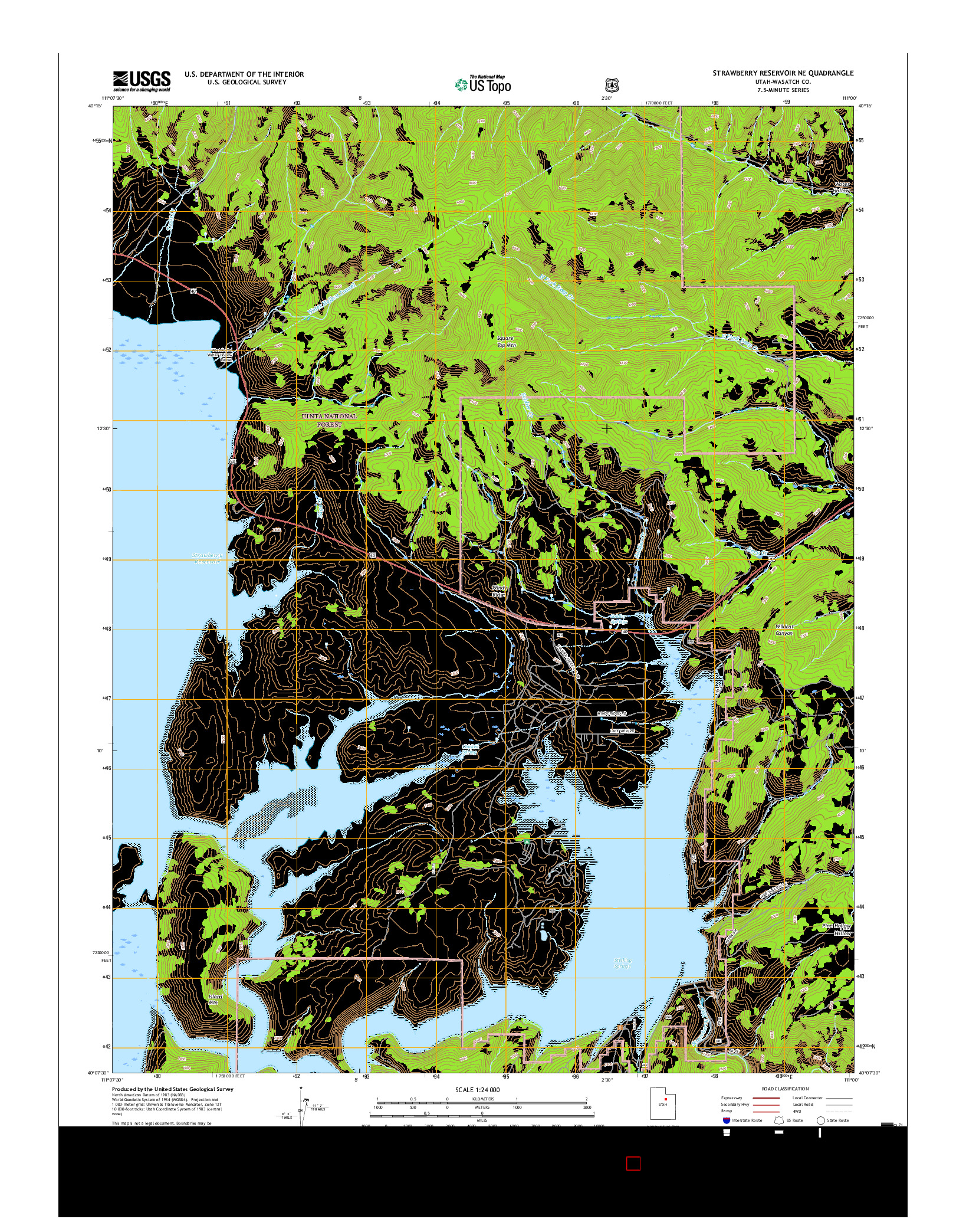 USGS US TOPO 7.5-MINUTE MAP FOR STRAWBERRY RESERVOIR NE, UT 2017