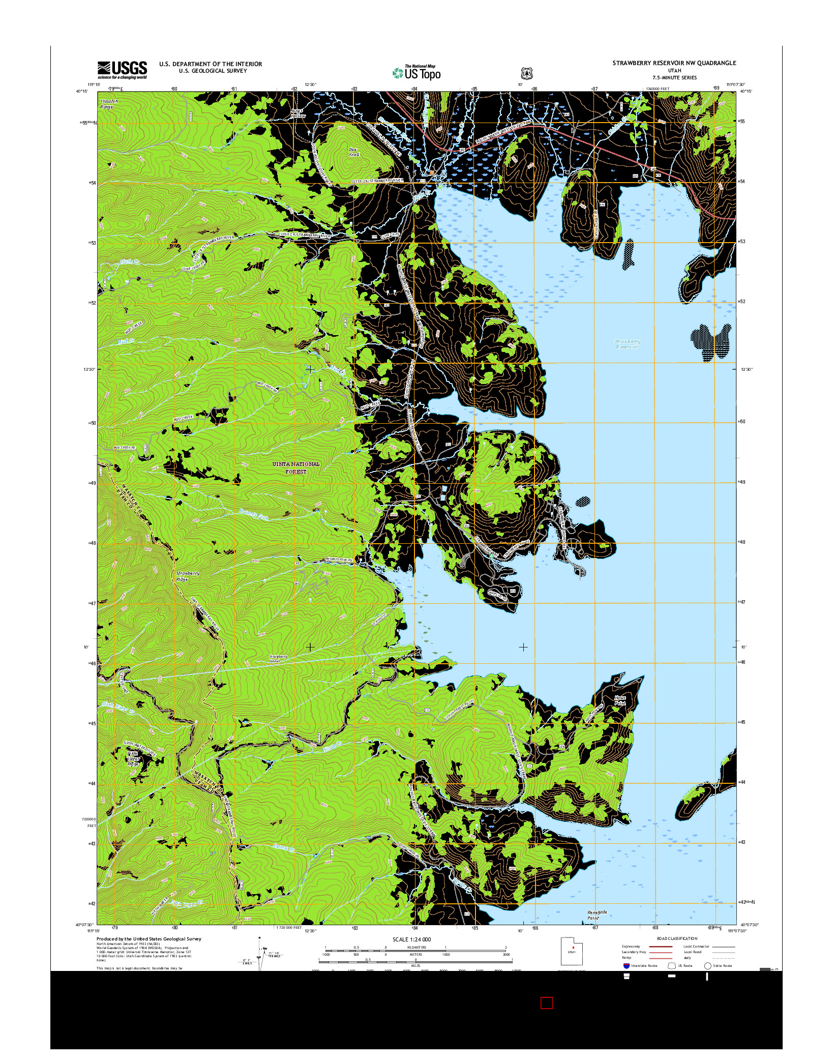 USGS US TOPO 7.5-MINUTE MAP FOR STRAWBERRY RESERVOIR NW, UT 2017