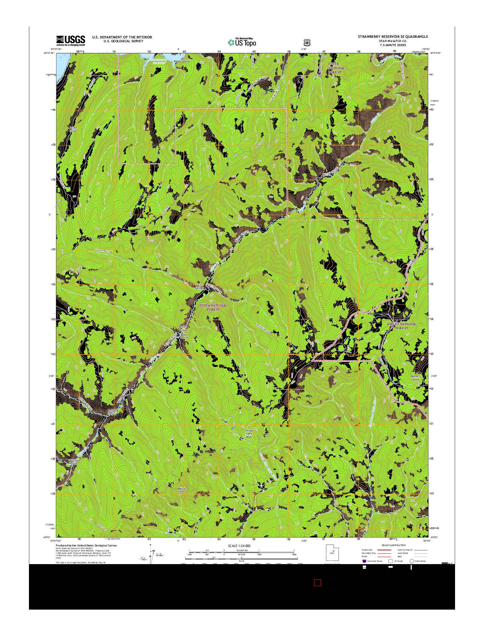 USGS US TOPO 7.5-MINUTE MAP FOR STRAWBERRY RESERVOIR SE, UT 2017