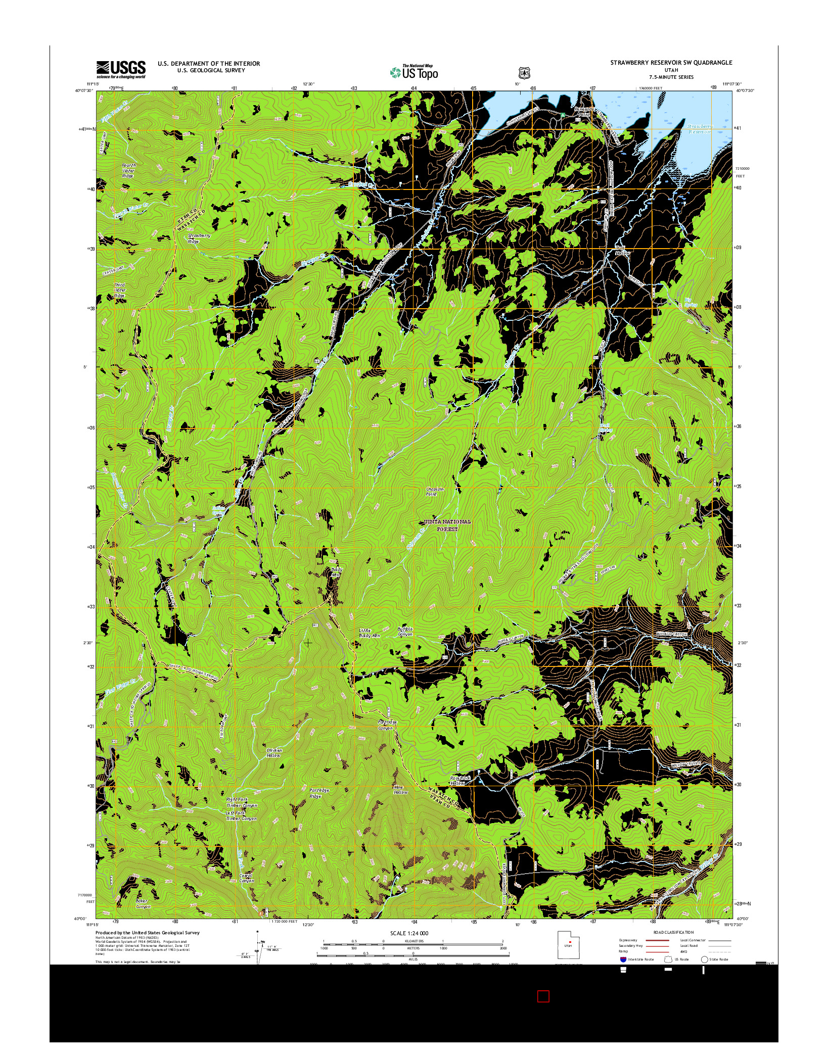 USGS US TOPO 7.5-MINUTE MAP FOR STRAWBERRY RESERVOIR SW, UT 2017