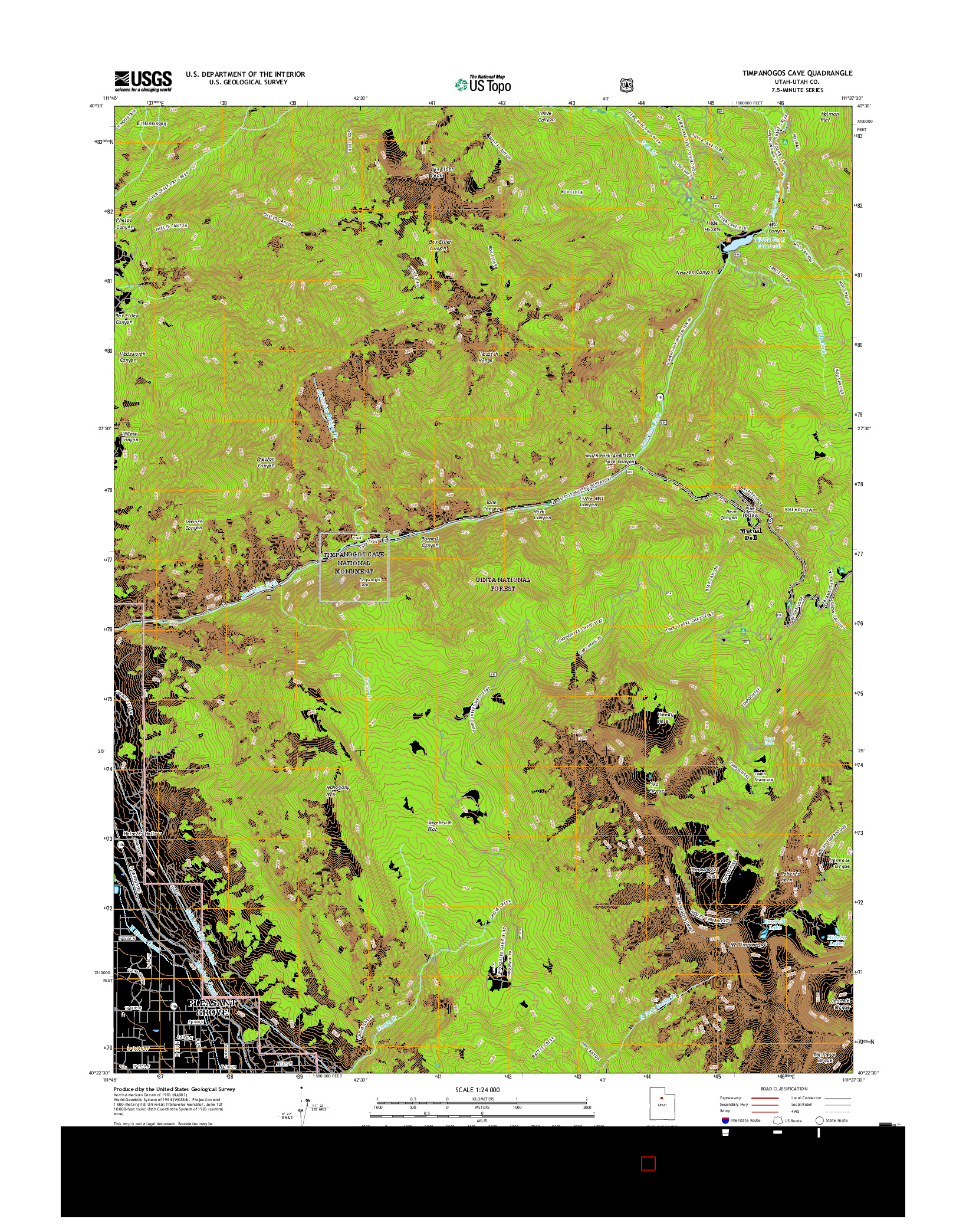 USGS US TOPO 7.5-MINUTE MAP FOR TIMPANOGOS CAVE, UT 2017
