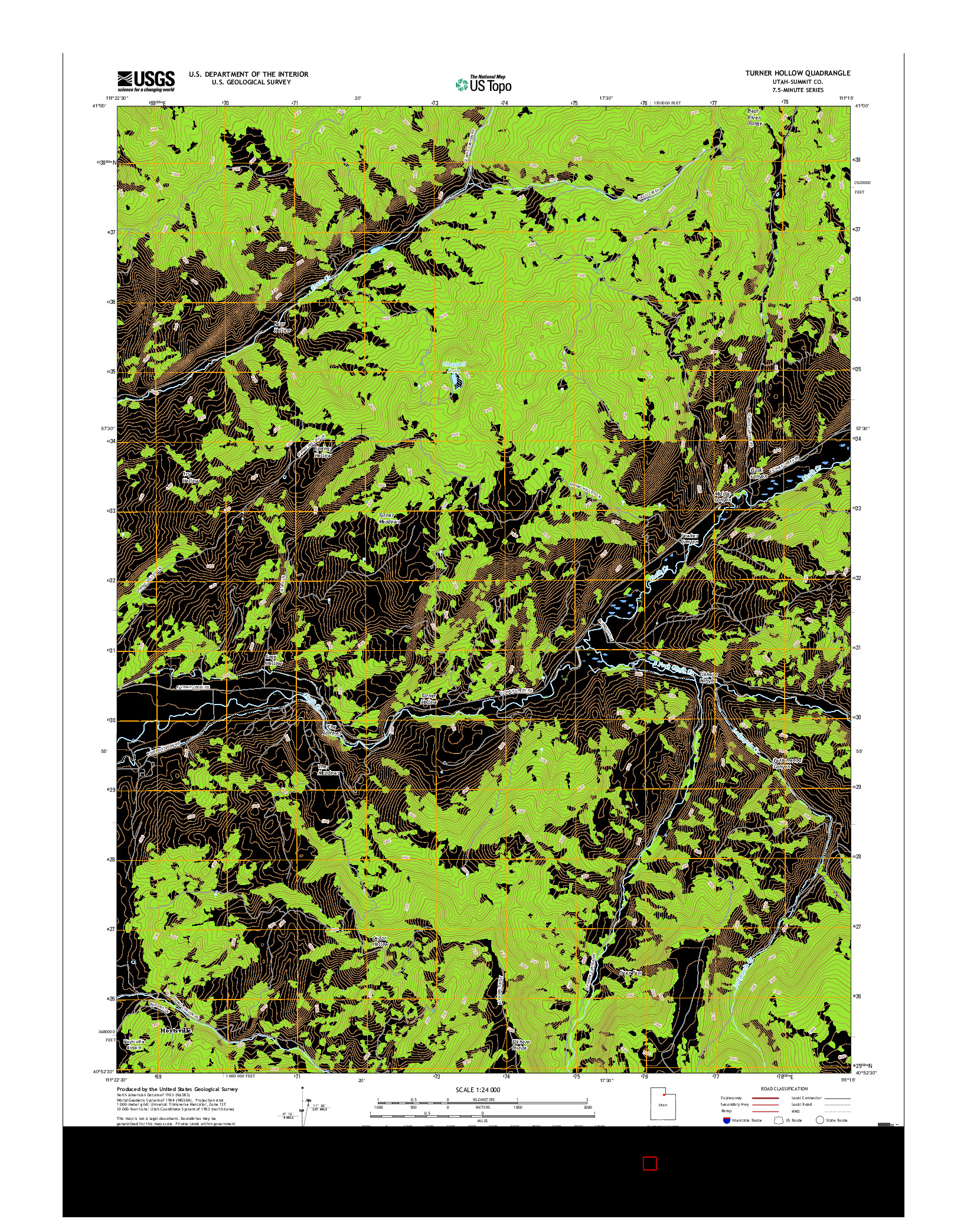 USGS US TOPO 7.5-MINUTE MAP FOR TURNER HOLLOW, UT 2017